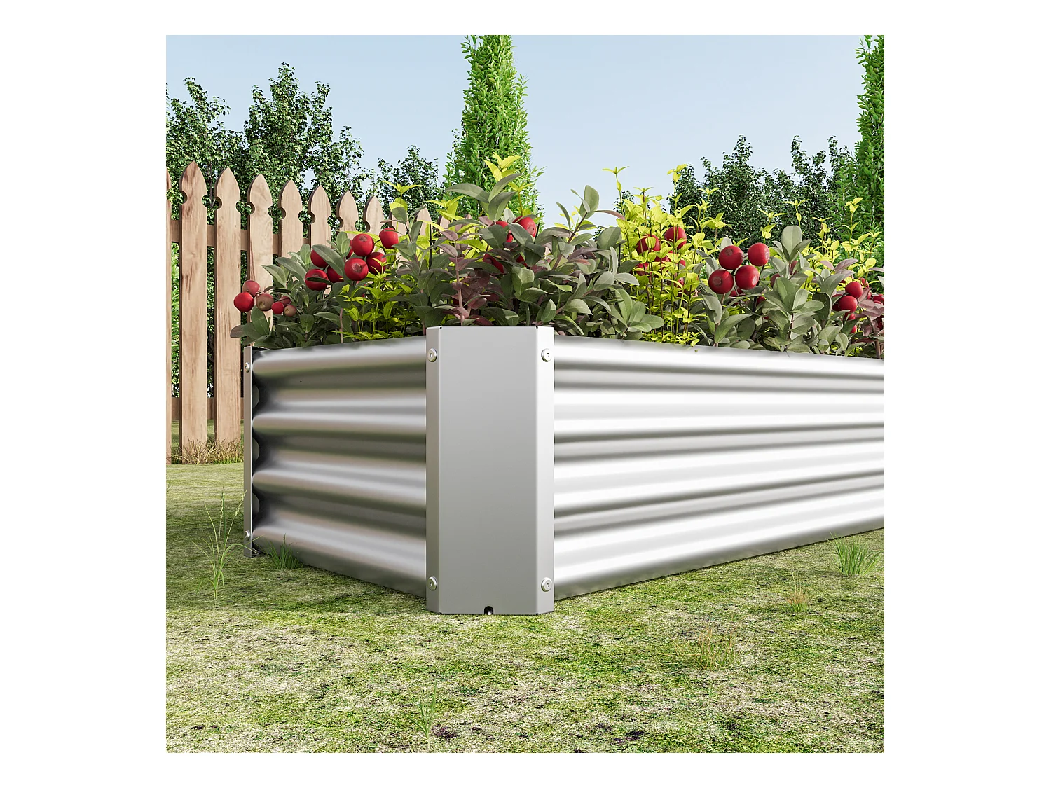 Jardinière  en métal, acier galvanisé, sans fond, pour légumes, fleurs et herbes, noir (120x60x30 cm)