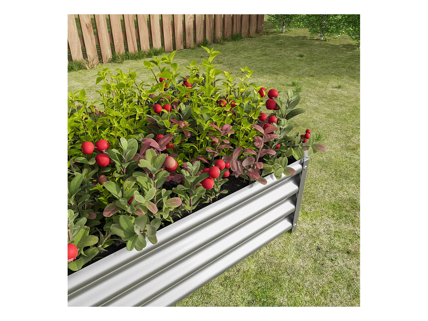 Jardinière  en métal, acier galvanisé, sans fond, pour légumes, fleurs et herbes, noir (120x60x30 cm)