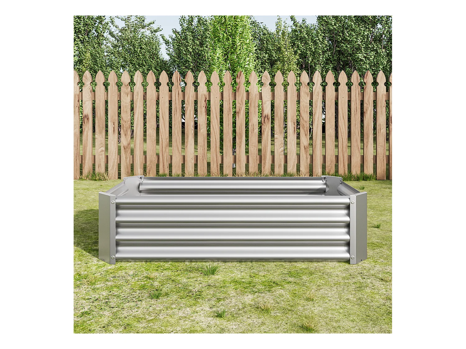 Jardinière  en métal, acier galvanisé, sans fond, pour légumes, fleurs et herbes, noir (120x60x30 cm)