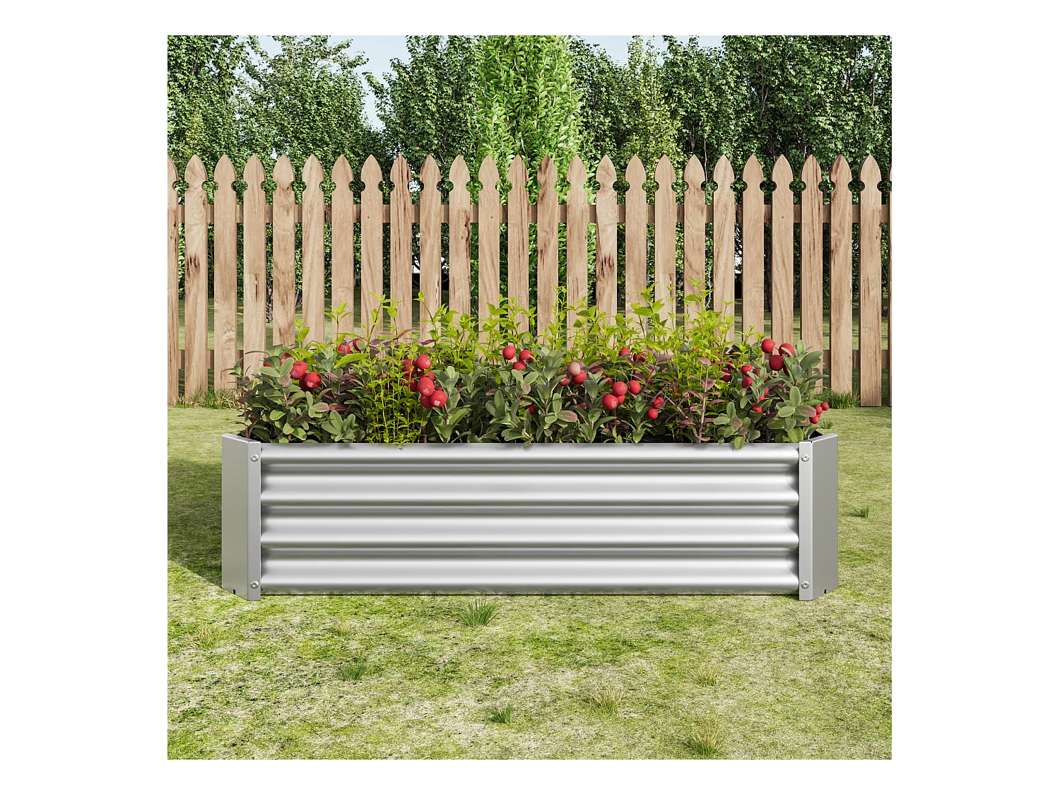 Jardinera metálica, de acero galvanizado, sin base, para verduras, flores y hierbas, color negro (120x60x30 cm)