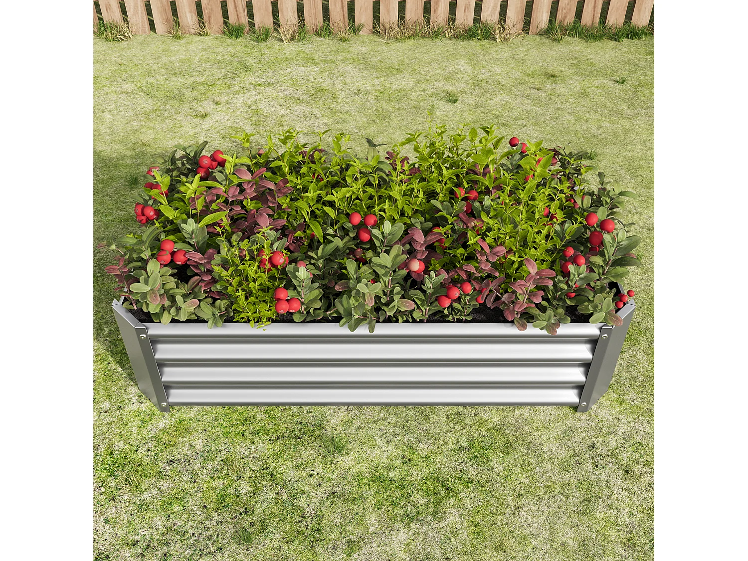 Jardinière  en métal, acier galvanisé, sans fond, pour légumes, fleurs et herbes, noir (120x60x30 cm)