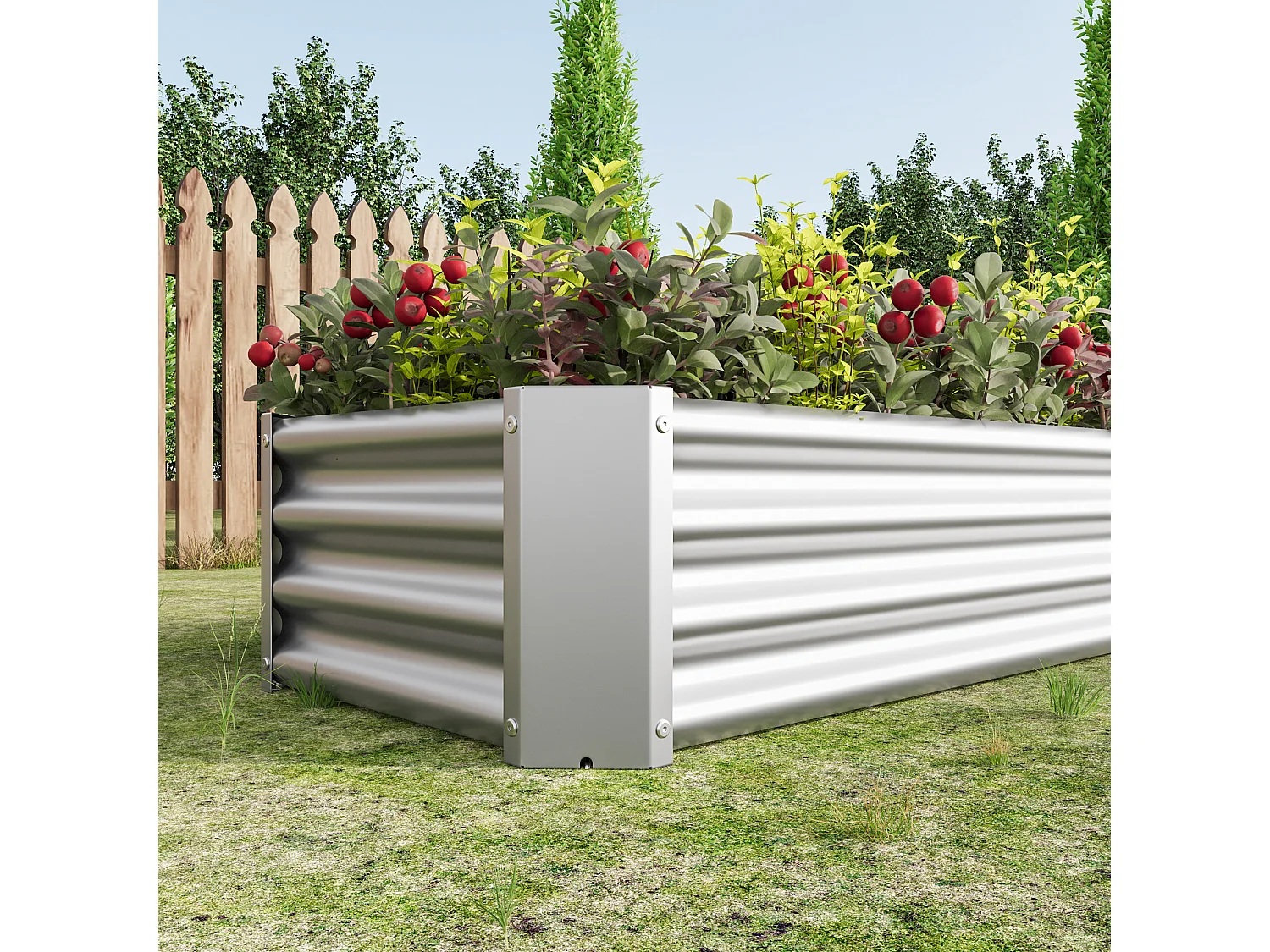 Jardinière  en métal, acier galvanisé, sans fond, pour légumes, fleurs et herbes, noir (120x60x30 cm)