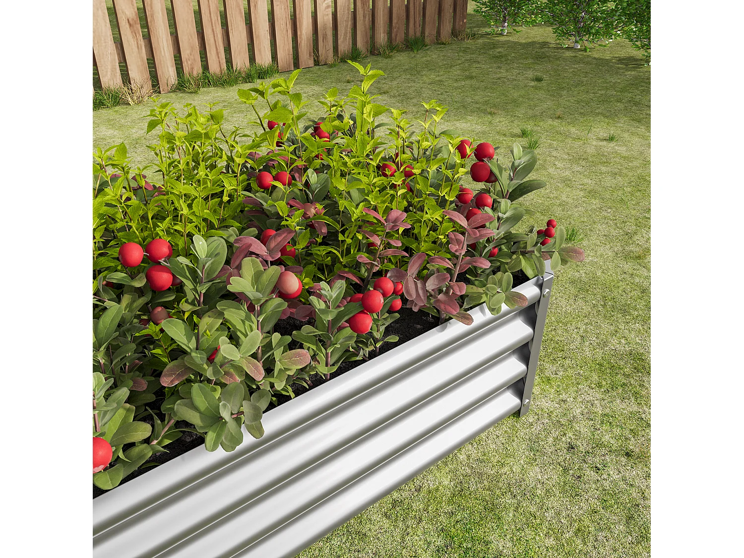 Jardinière  en métal, acier galvanisé, sans fond, pour légumes, fleurs et herbes, noir (120x60x30 cm)