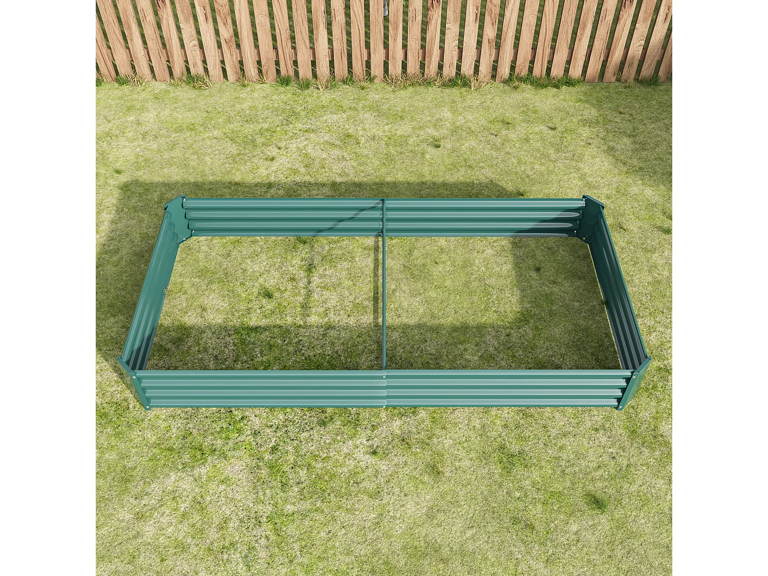 Metalen plantenbak, gegalvaniseerd staal, zonder voet, voor groenten en bloemen, groen (232x113,5x30 cm)