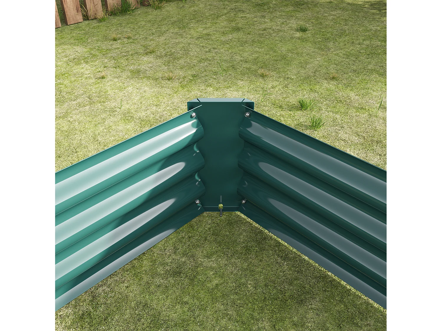 Metalen plantenbak, gegalvaniseerd staal, zonder voet, voor groenten en bloemen, groen (232x113,5x30 cm)