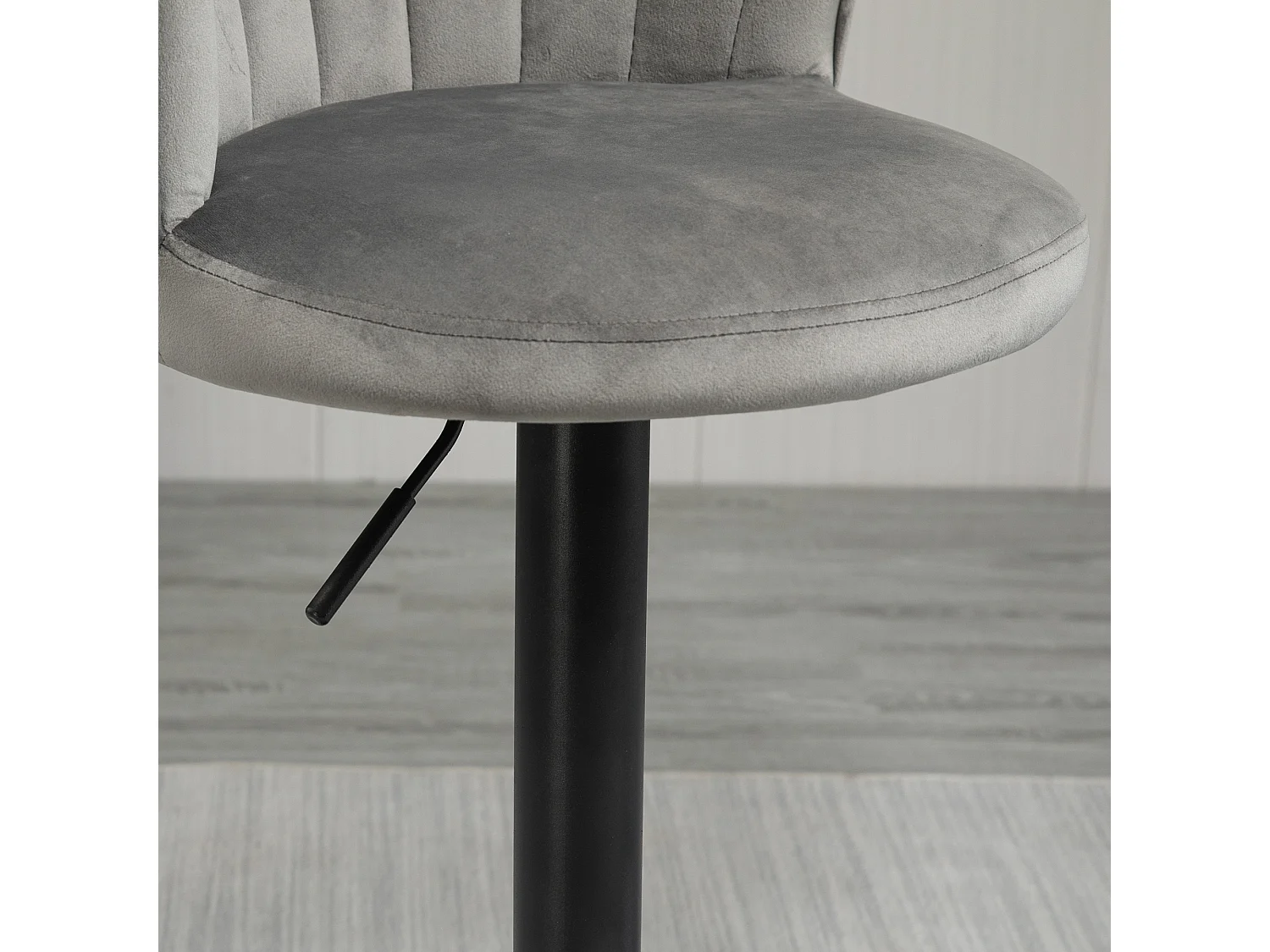 Lot de 2 tabourets de bar pivotants, réglables en hauteur, velours, gris, sans accoudoirs (51.5x57.5x93-114.5cm)