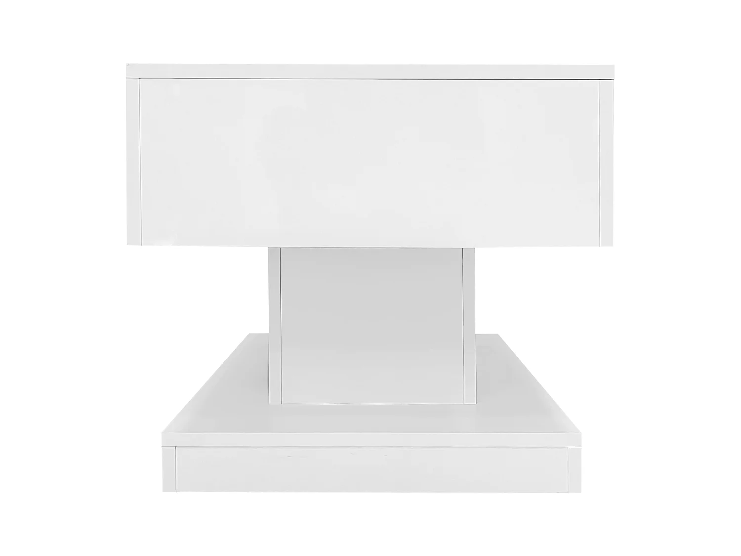 Table basse LED avec plateau relevable, 4 tiroirs, design moderne, blanc, (100x50x45 cm)
