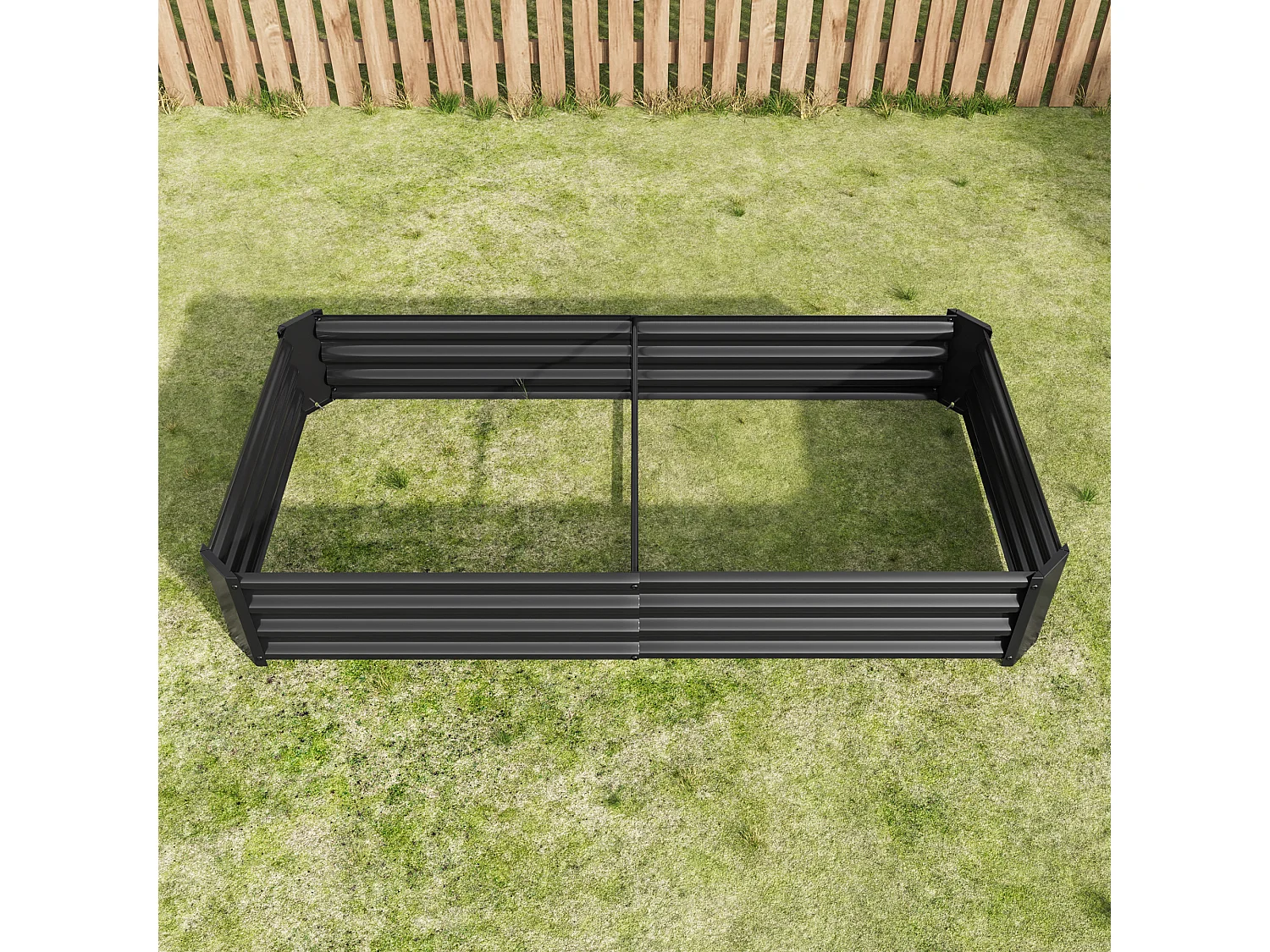 Jardinière en métal, robuste, acier galvanisé, sans fond, pour légumes et fleurs, noir (180x90x30 cm)