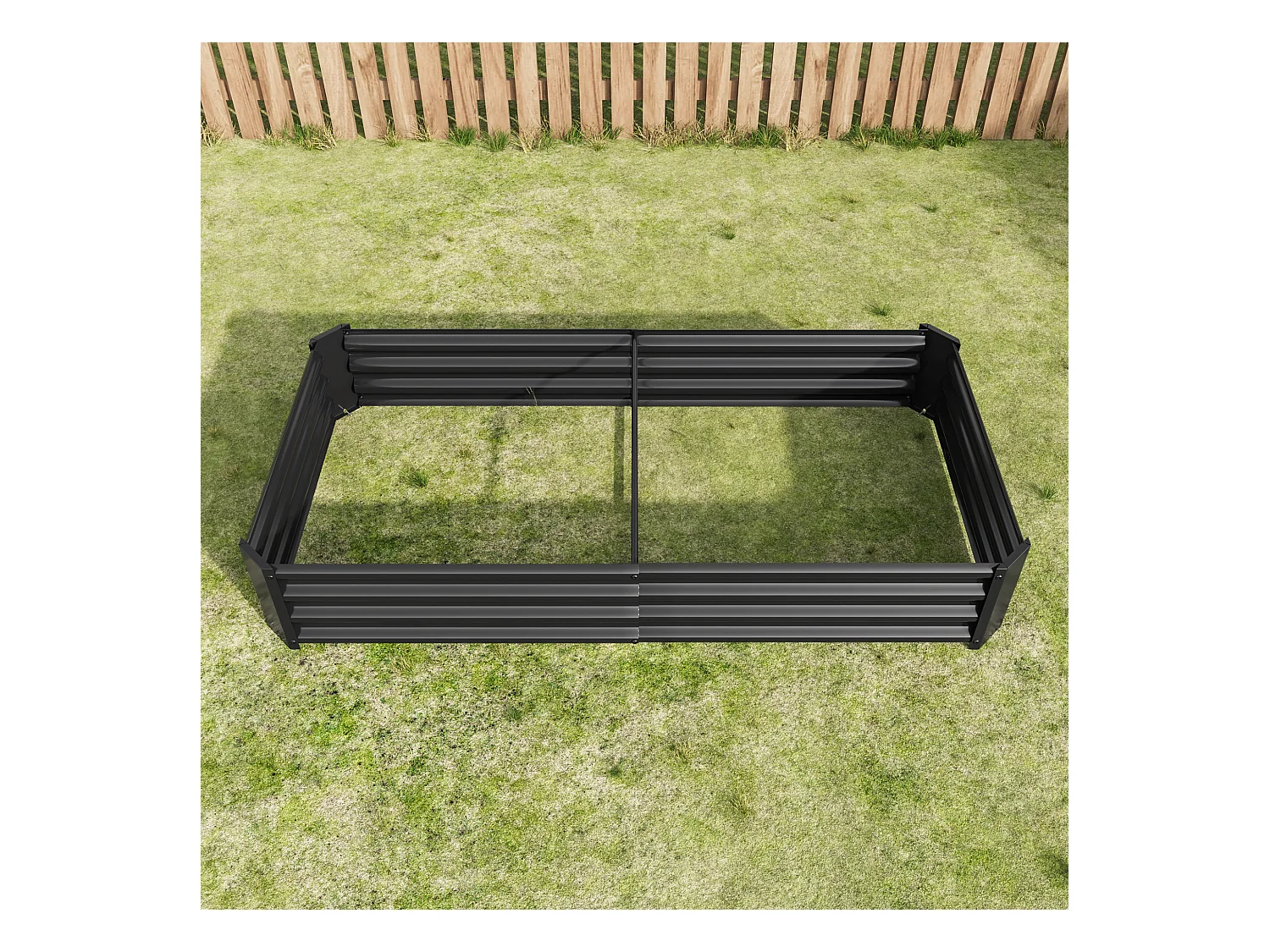 Jardinière en métal, robuste, acier galvanisé, sans fond, pour légumes et fleurs, noir (180x90x30 cm)