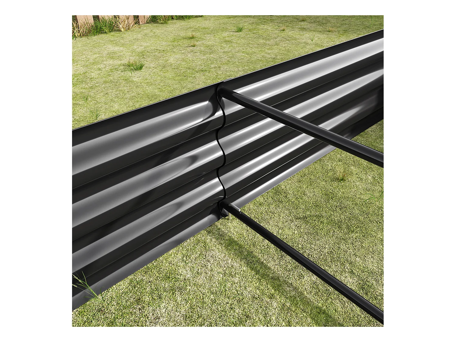 Jardinière en métal, robuste, acier galvanisé, sans fond, pour légumes et fleurs, noir (180x90x30 cm)