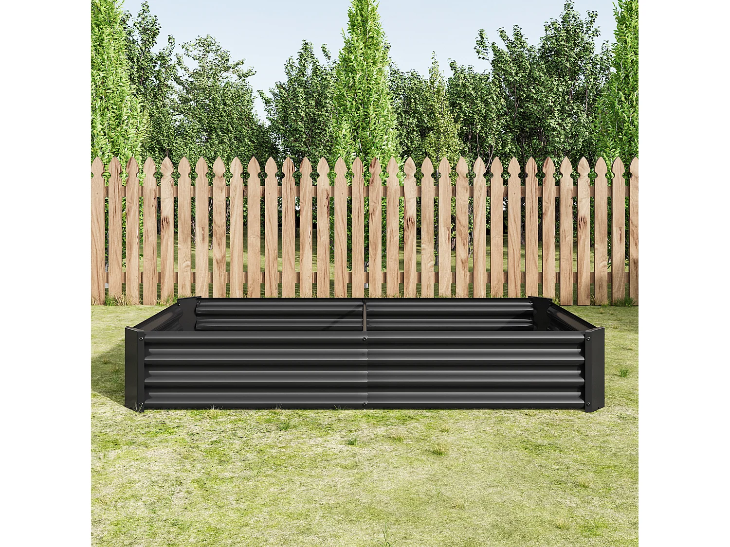 Jardinière en métal, robuste, acier galvanisé, sans fond, pour légumes et fleurs, noir (180x90x30 cm)