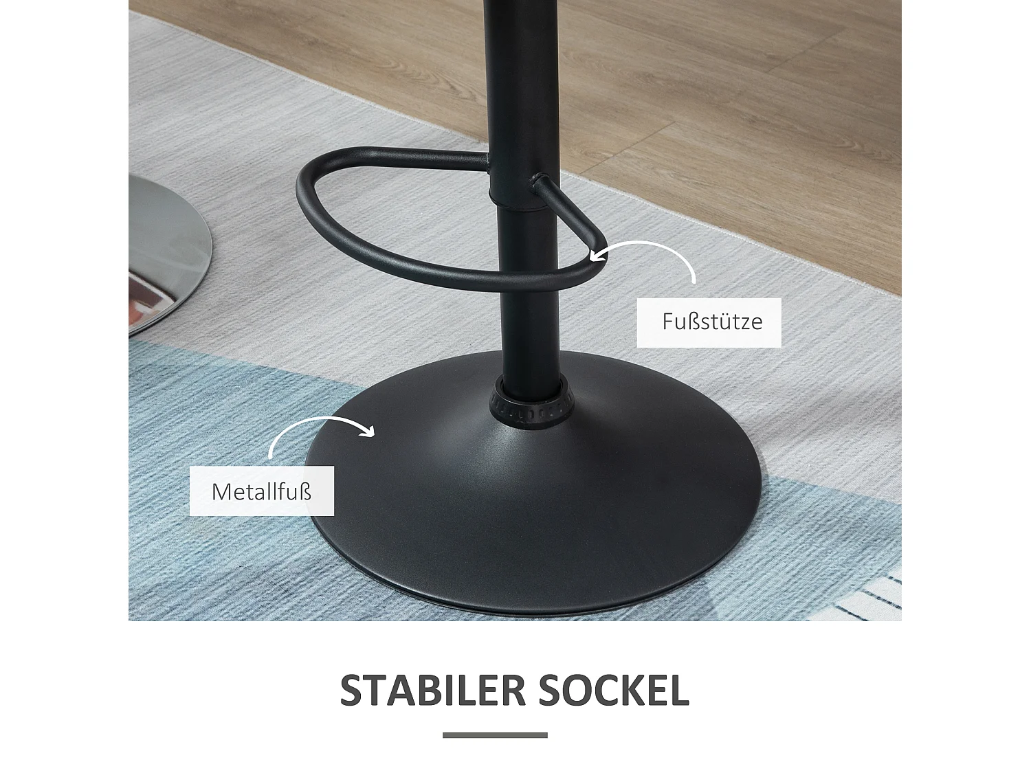 Lot de 2 tabourets de bar pivotants, hauteur réglable, dossier incliné, velours noir (51.5x57.5x93-114.5cm)