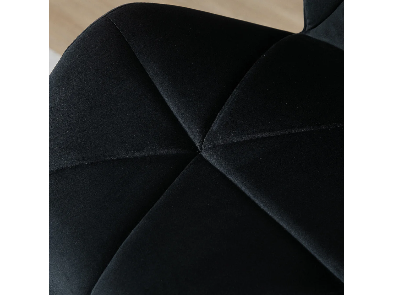 Lot de 2 tabourets de bar pivotants, hauteur réglable, dossier incliné, velours noir (51.5x57.5x93-114.5cm)