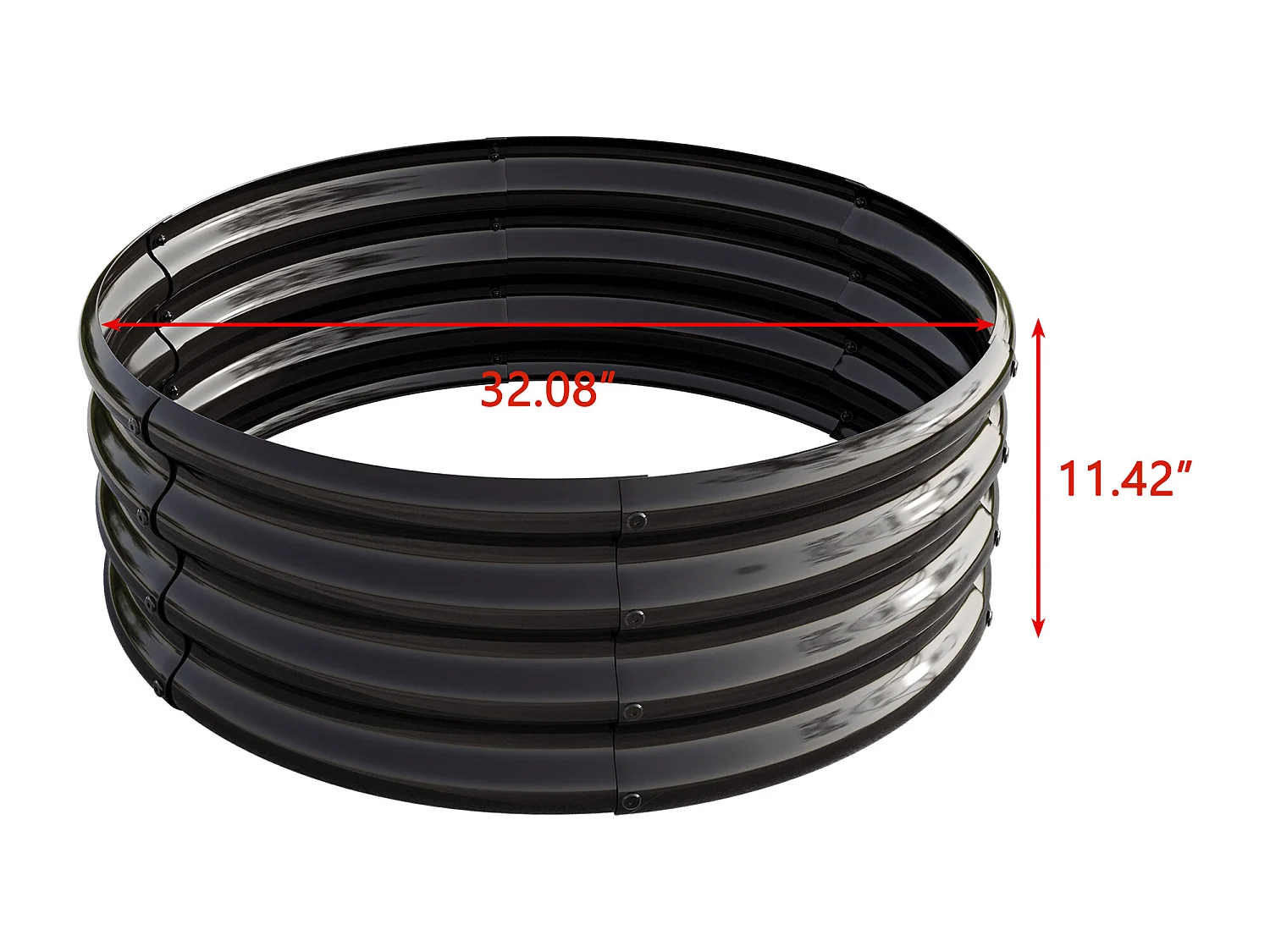 Jardinera metálica redonda, de acero galvanizado, sin fondo, para hortalizas y flores, color verde (120x60x30 cm)