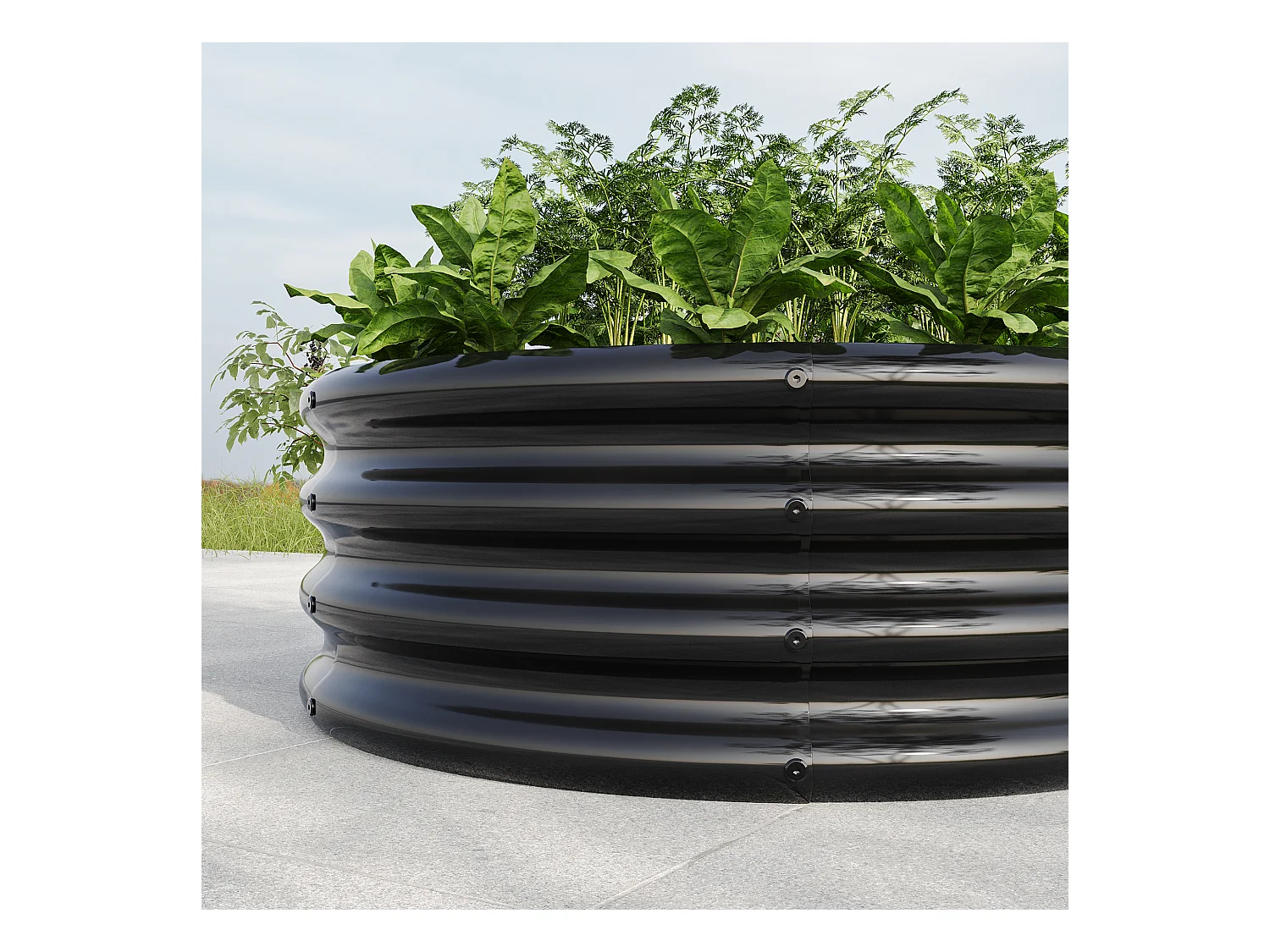 Jardinière ronde en métal, acier galvanisé, sans fond, pour légumes et fleurs, vert (120x60x30 cm)