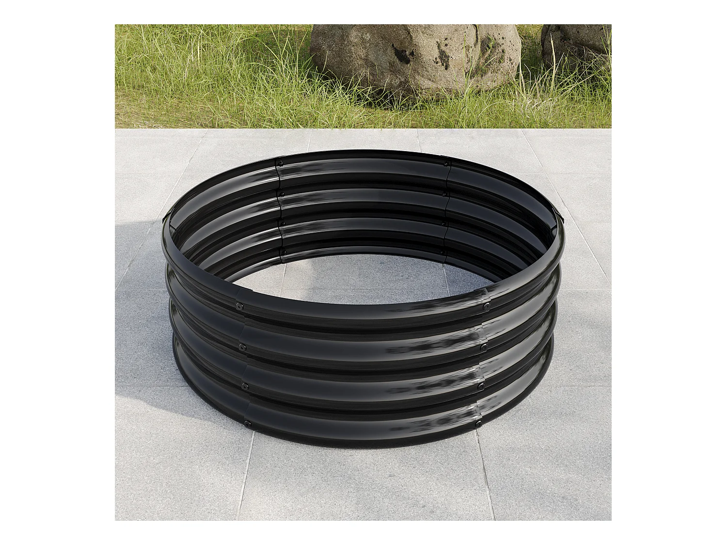 Jardinière ronde en métal, acier galvanisé, sans fond, pour légumes et fleurs, vert (120x60x30 cm)