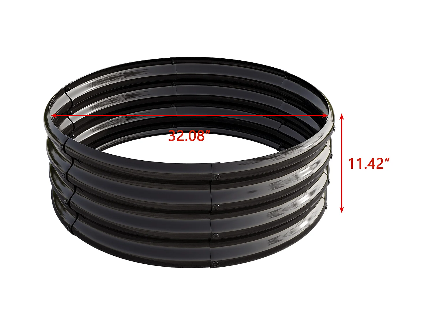 Jardinière ronde en métal, acier galvanisé, sans fond, pour légumes et fleurs, vert (120x60x30 cm)