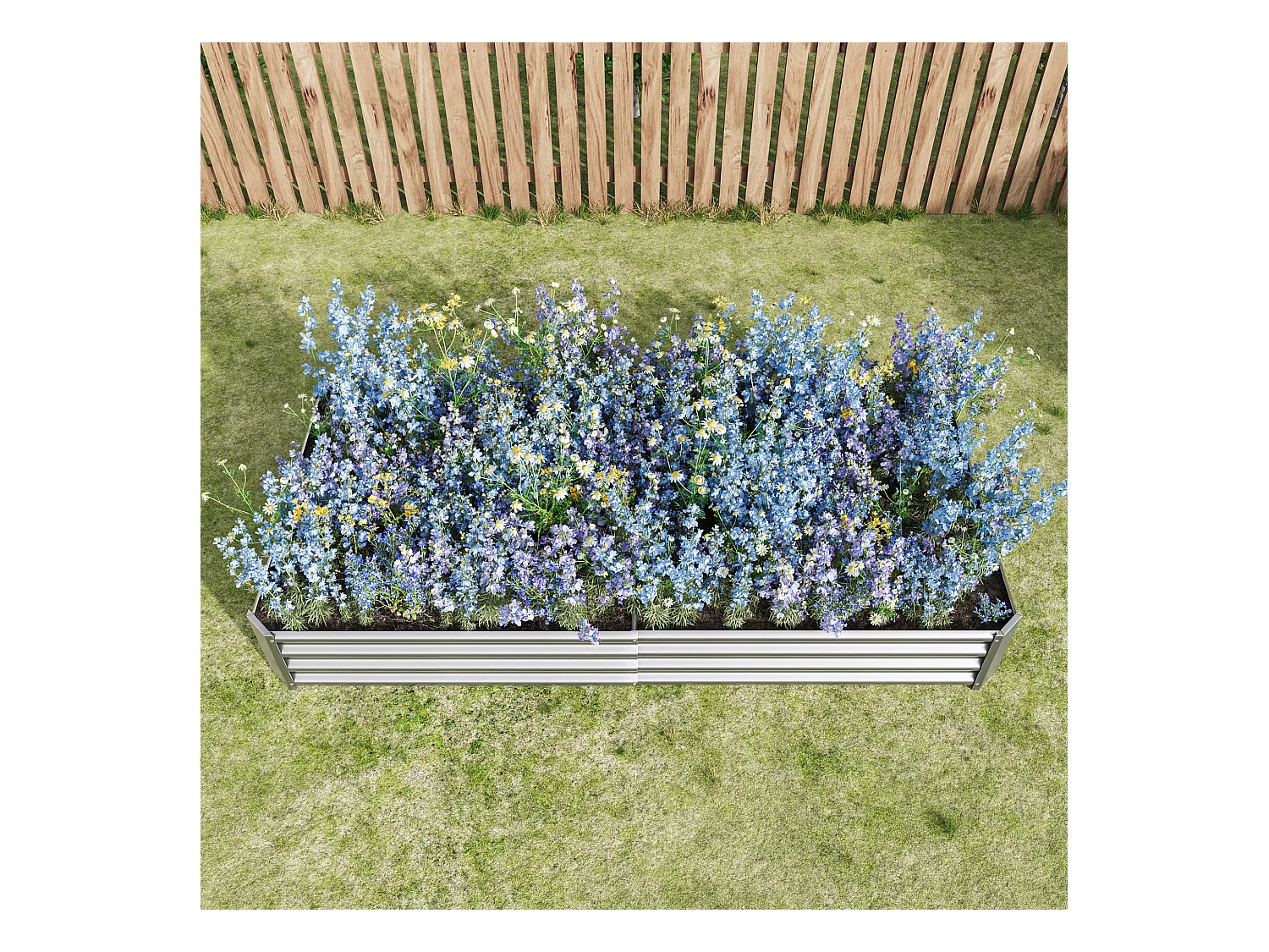 Jardinière en métal, robuste, acier galvanisé, sans fond, pour légumes et fleurs, noir (232x113.5x30 cm)