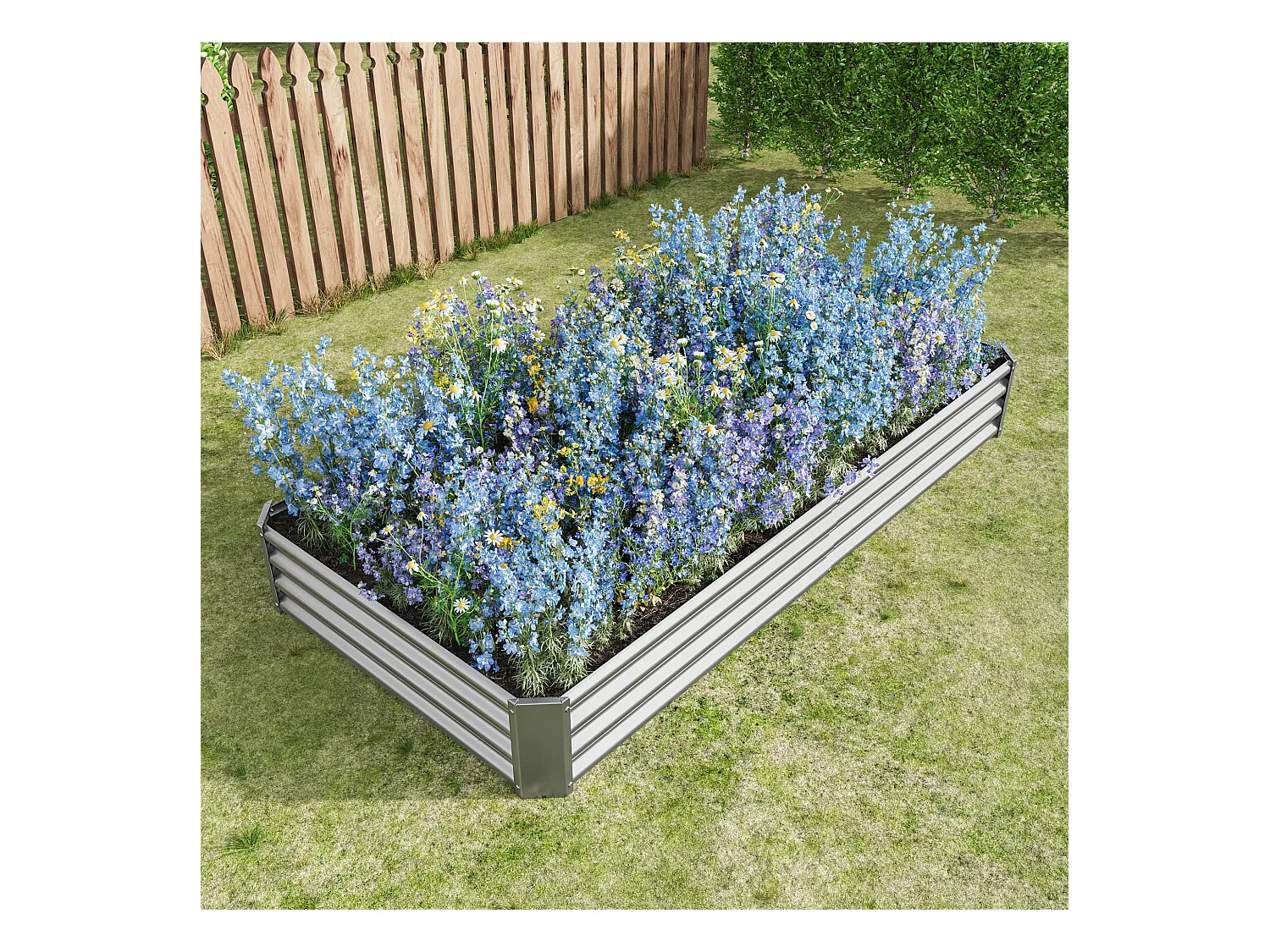 Jardinière en métal, robuste, acier galvanisé, sans fond, pour légumes et fleurs, noir (232x113.5x30 cm)