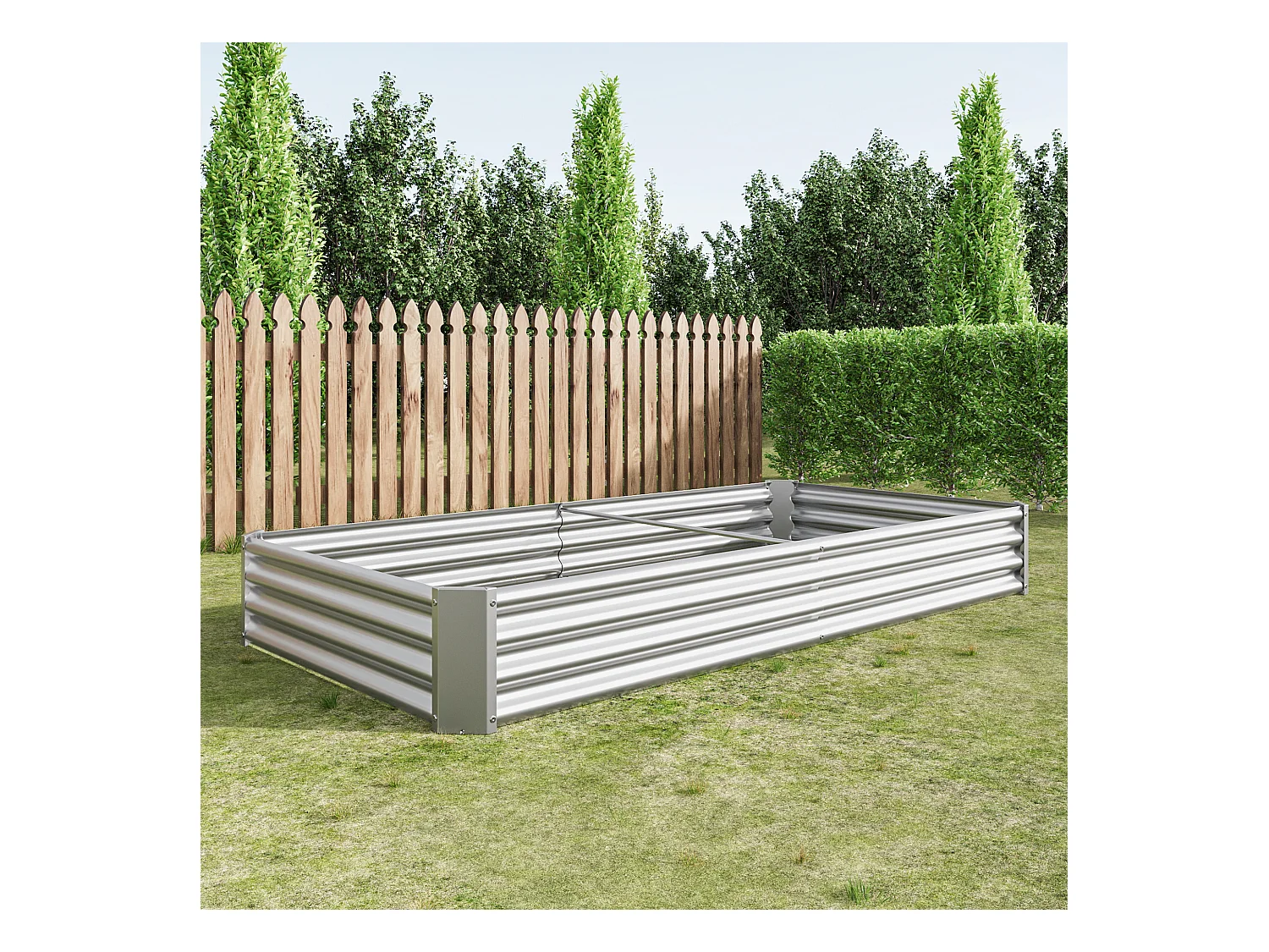 Jardinière en métal, robuste, acier galvanisé, sans fond, pour légumes et fleurs, noir (232x113.5x30 cm)