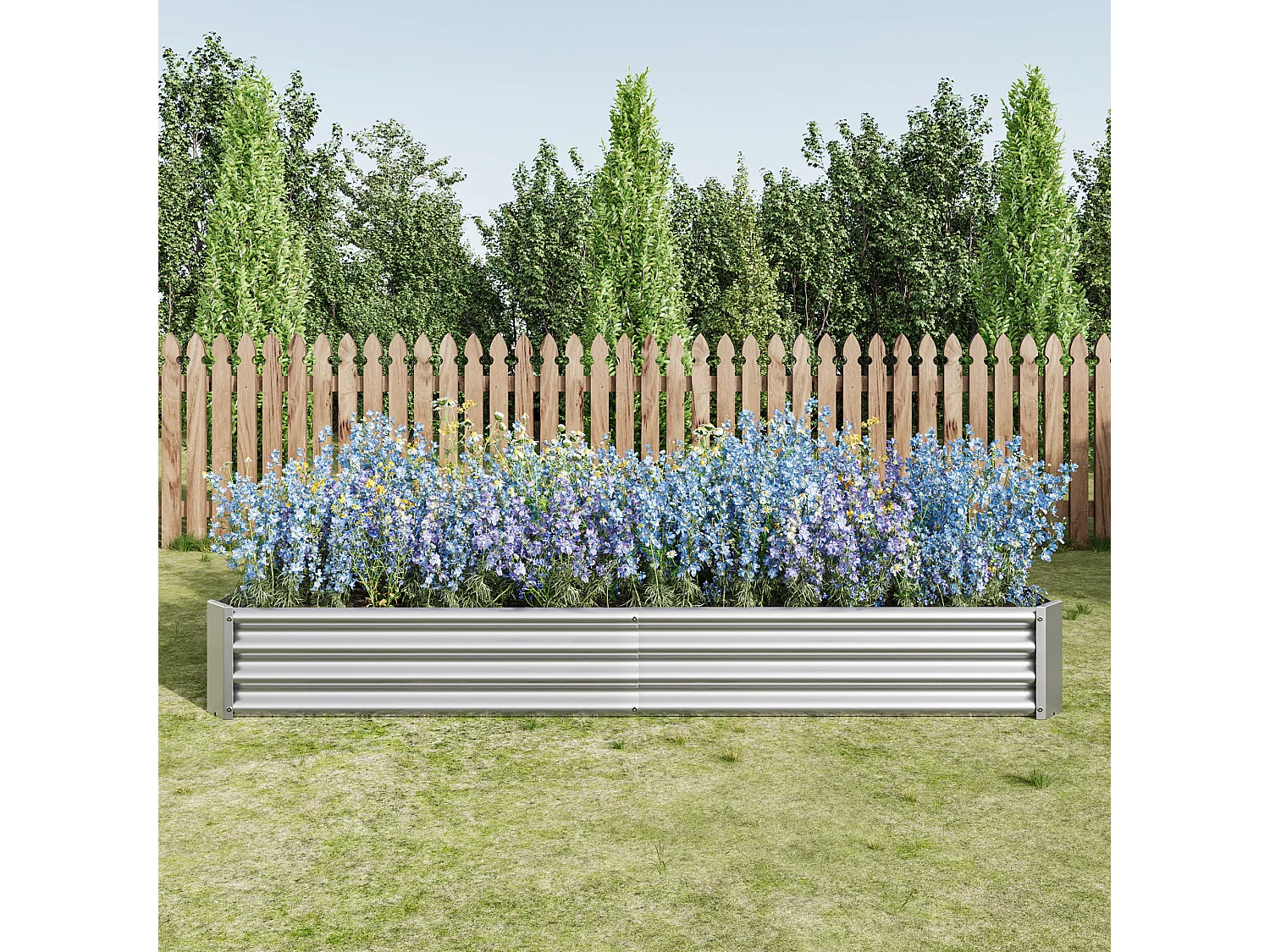 Jardinière en métal, robuste, acier galvanisé, sans fond, pour légumes et fleurs, noir (232x113.5x30 cm)