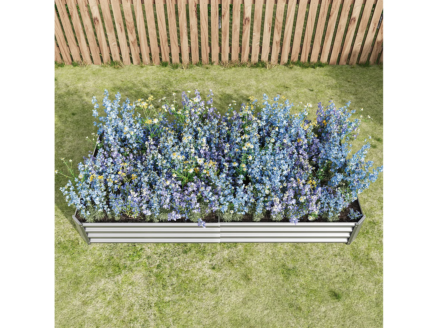 Jardinière en métal, robuste, acier galvanisé, sans fond, pour légumes et fleurs, noir (232x113.5x30 cm)