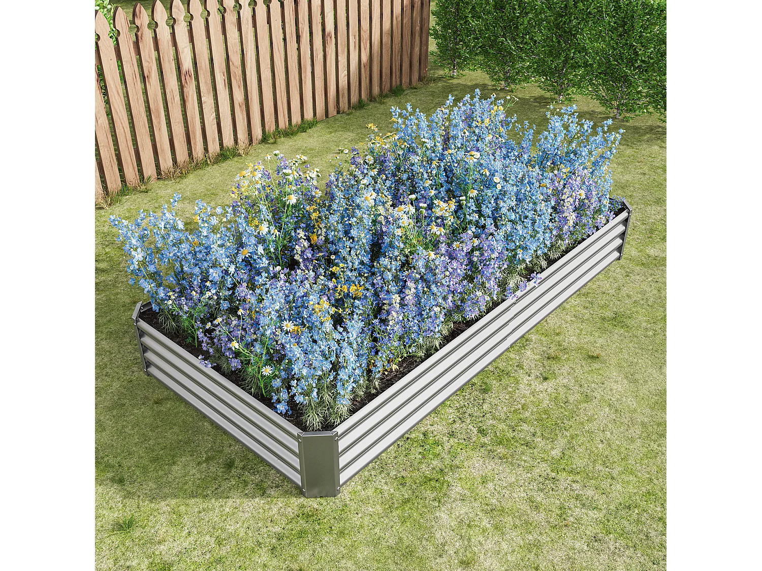 Jardinière en métal, robuste, acier galvanisé, sans fond, pour légumes et fleurs, noir (232x113.5x30 cm)