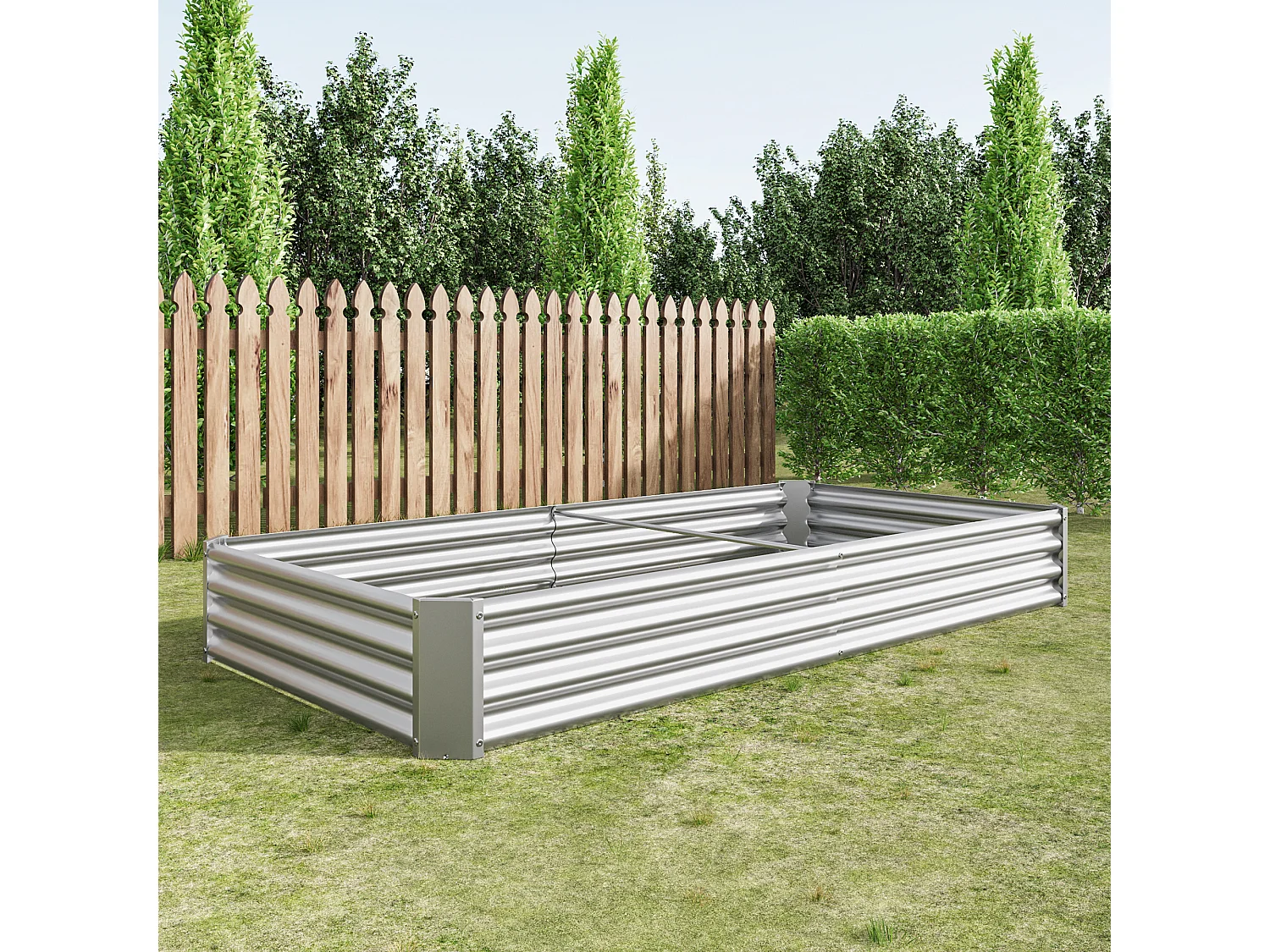 Jardinière en métal, robuste, acier galvanisé, sans fond, pour légumes et fleurs, noir (232x113.5x30 cm)