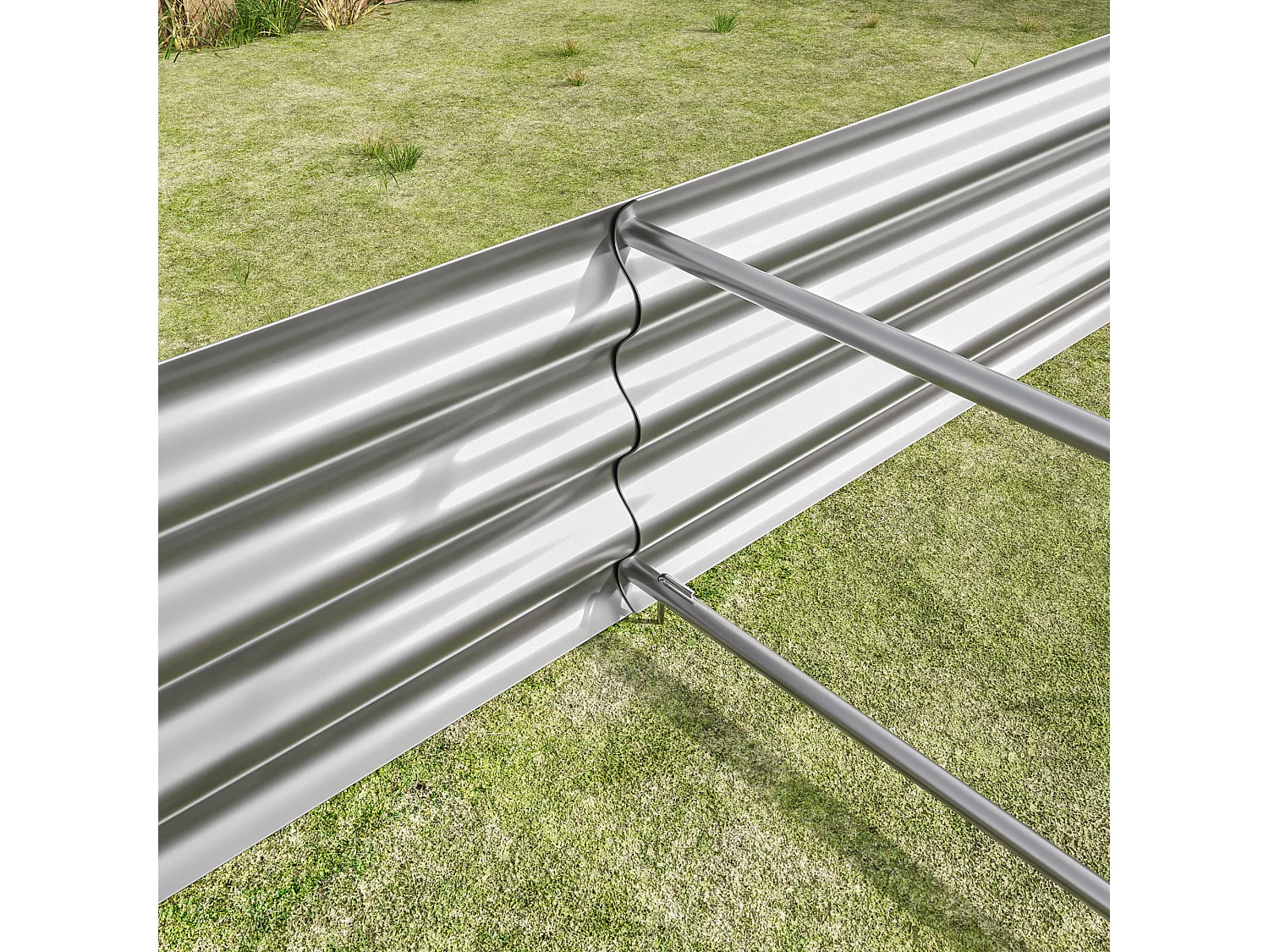 Jardinière en métal, robuste, acier galvanisé, sans fond, pour légumes et fleurs, noir (232x113.5x30 cm)