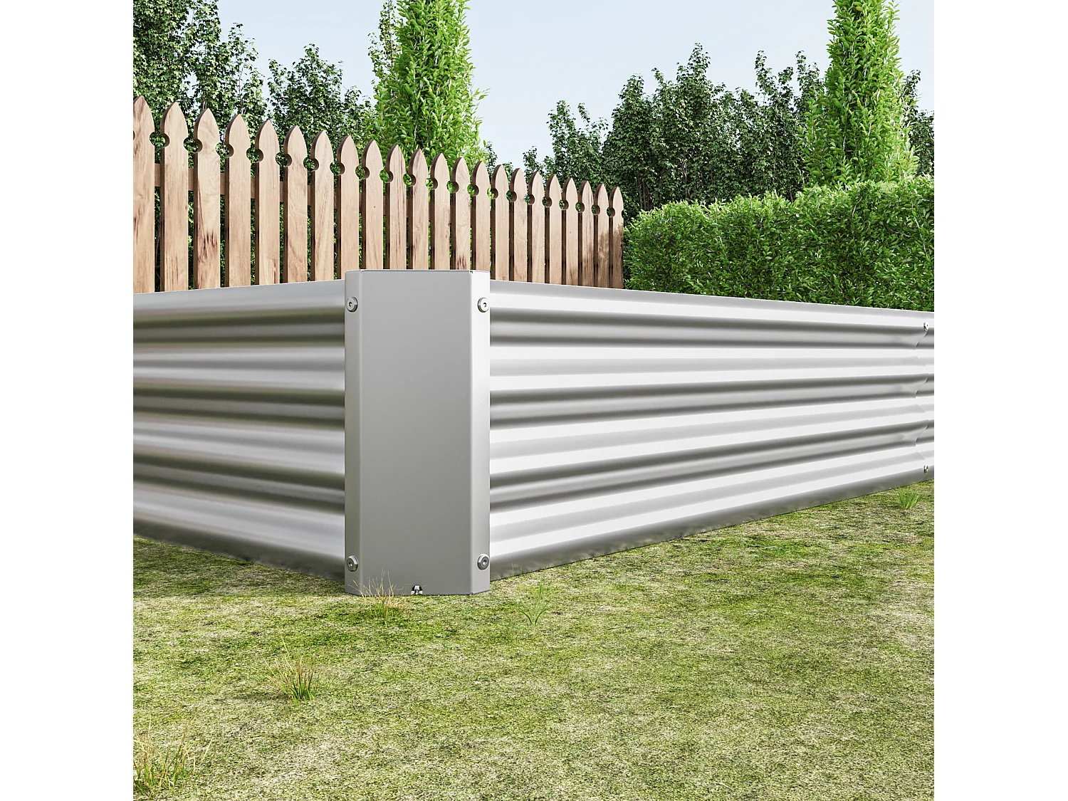 Jardinière en métal, robuste, acier galvanisé, sans fond, pour légumes et fleurs, noir (232x113.5x30 cm)