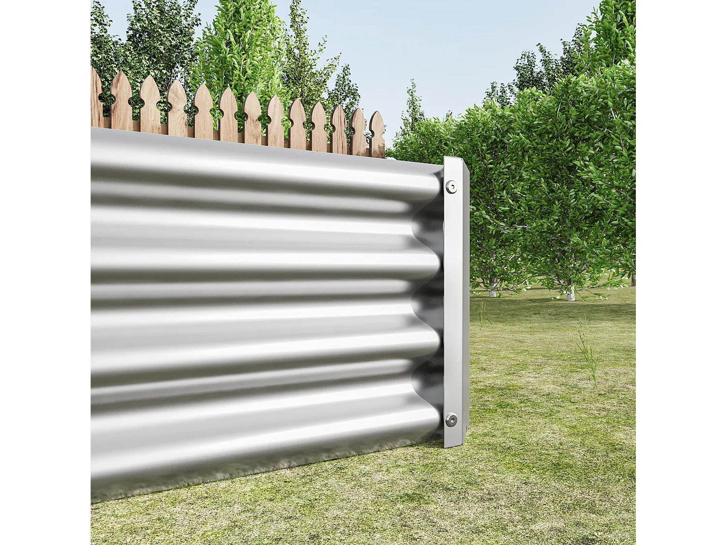 Jardinière en métal, robuste, acier galvanisé, sans fond, pour légumes et fleurs, noir (232x113.5x30 cm)