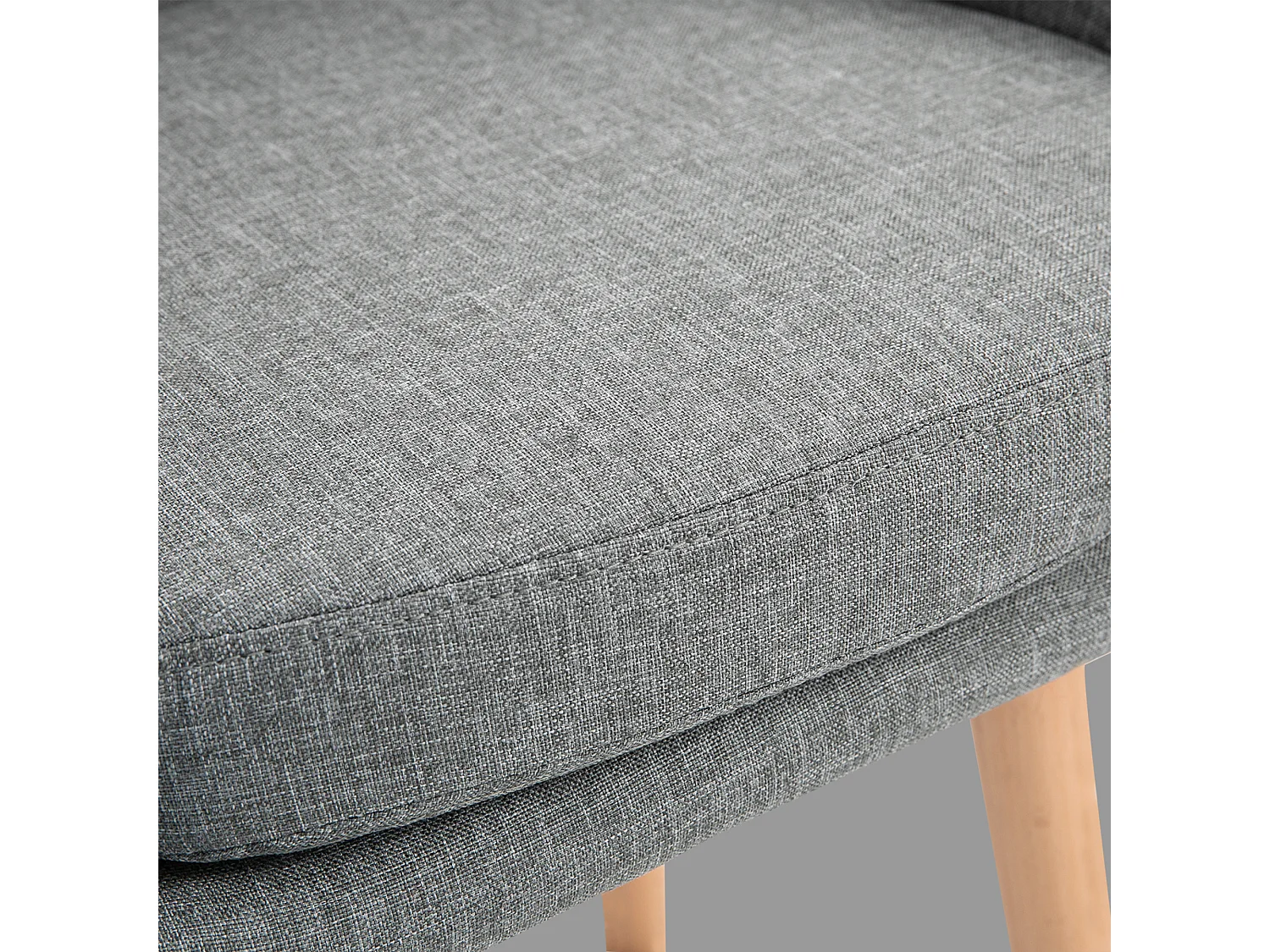 Tabouret de bar en lin avec coussin de siège, design moderne, bois et tissu, gris, avec repose-pieds (55x48x100cm)