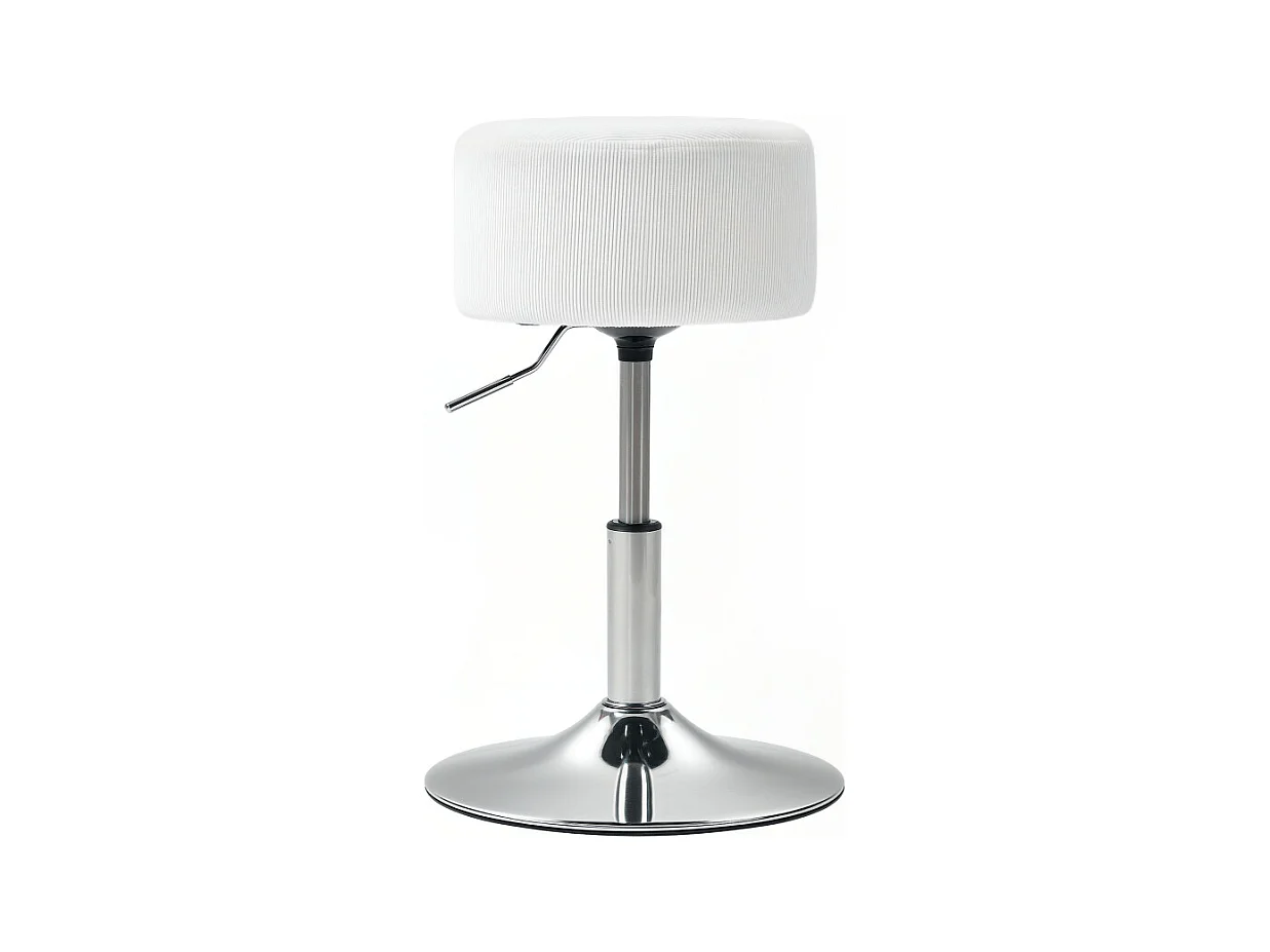 Tabouret de bar avec dossier, 360° pivotant, assise rembourrée, structure en métal, réglable en hauteur, design moderne, blanc (38x38x52-66 cm)