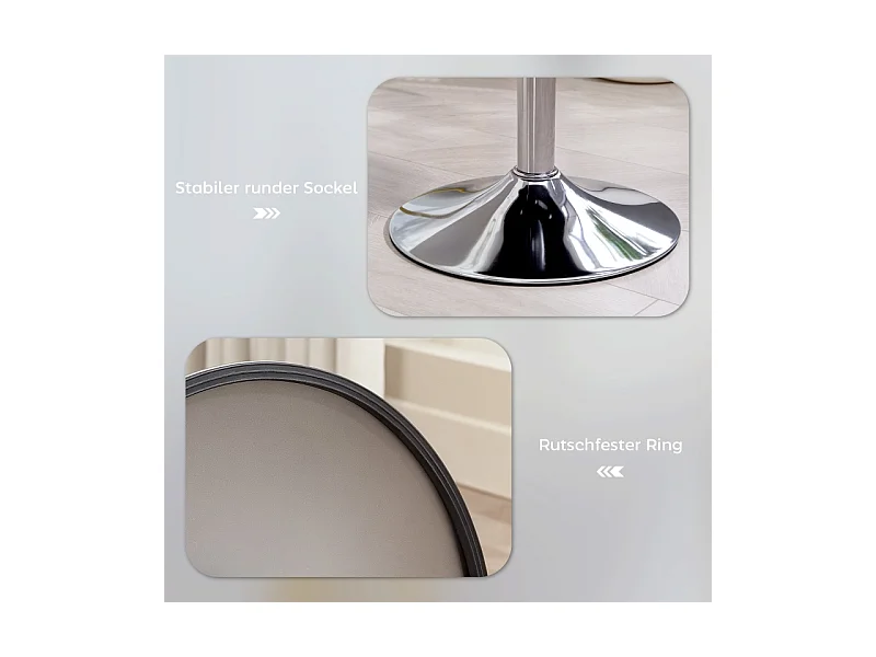 Tabouret de bar avec dossier, 360° pivotant, assise rembourrée, structure en métal, réglable en hauteur, design moderne, blanc (38x38x52-66 cm)