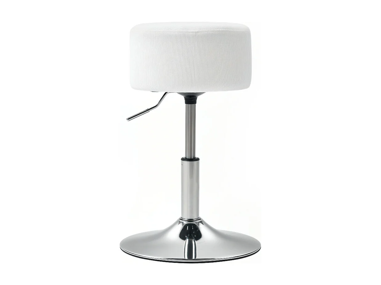 Tabouret de bar avec dossier, 360° pivotant, assise rembourrée, structure en métal, réglable en hauteur, design moderne, blanc (38x38x52-66 cm)