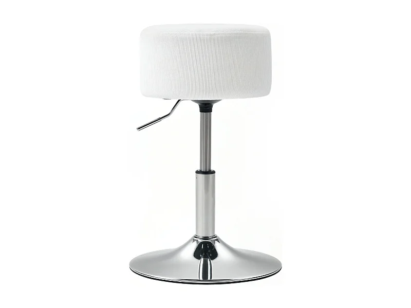 Tabouret de bar avec dossier, 360° pivotant, assise rembourrée, structure en métal, réglable en hauteur, design moderne, blanc (38x38x52-66 cm)