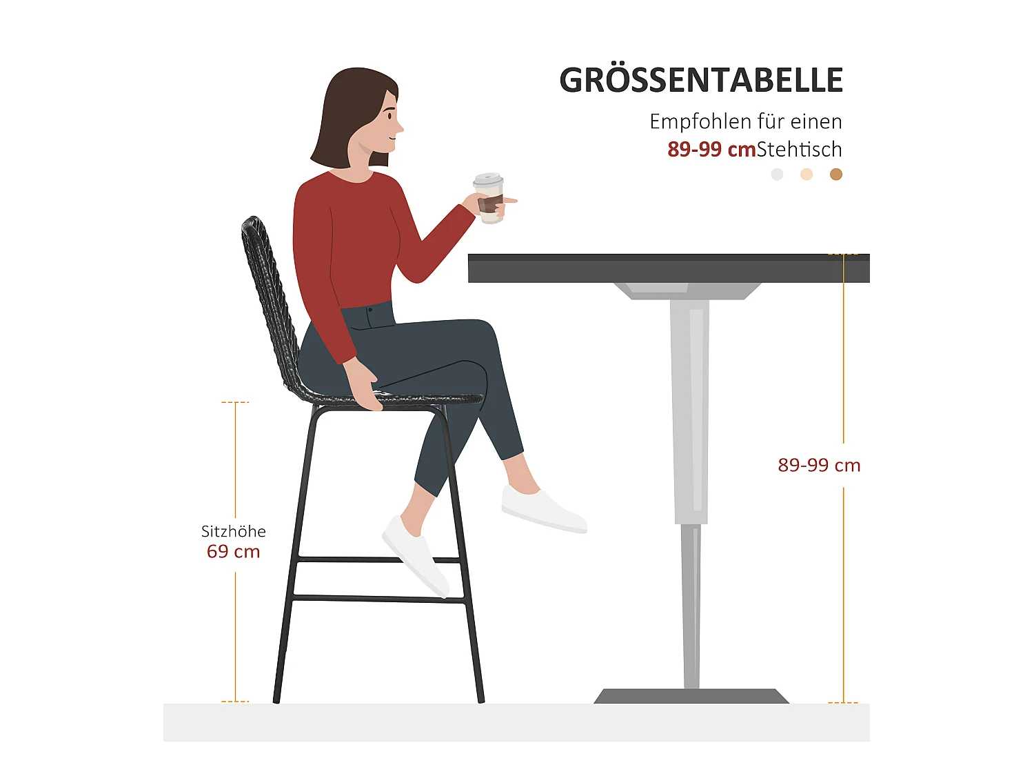 Set van 2 barkrukken, gevoerde zitting met voetensteun, metalen frame, rotan, zwart (42,5x52x102 cm)