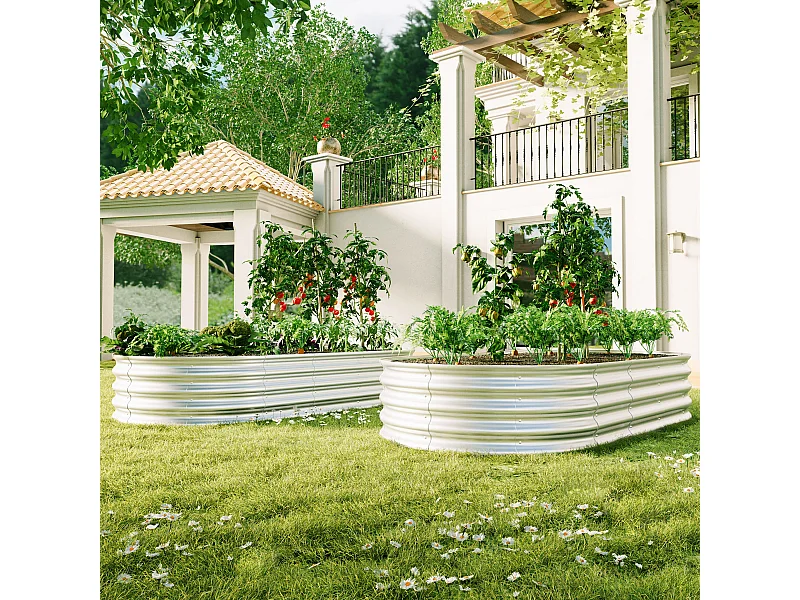 Jardinière surélevée en acier galvanisé, robuste Pflanzkästen, rostbeständig, einfache Montage, Silber (182.9x91.5x30.5 cm)