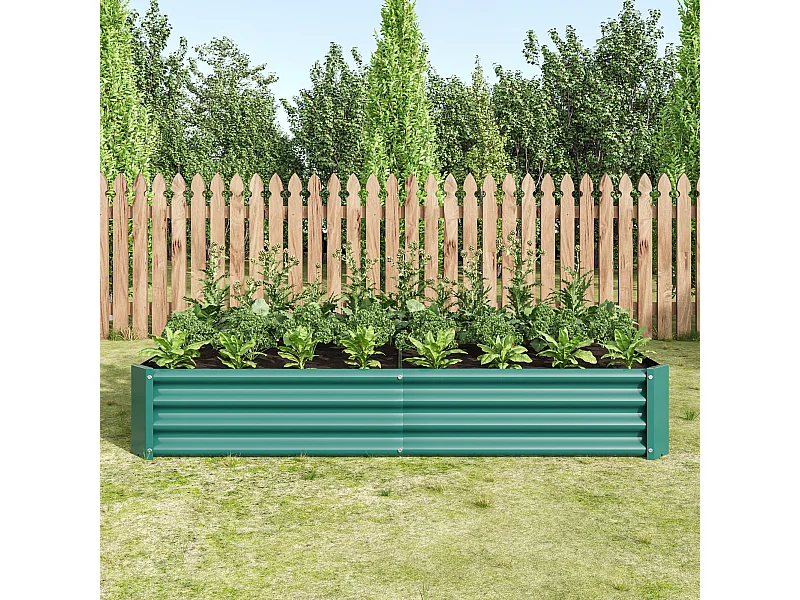 Fioriera in metallo, zincata, senza base, per ortaggi e fiori, verde (180x90x30 cm)