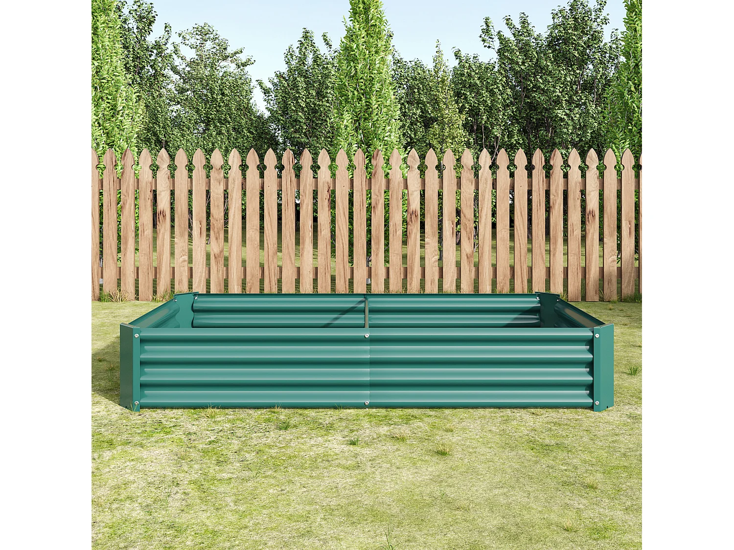 Jardinière en métal, acier galvanisé, sans fond, pour légumes et fleurs, vert (180x90x30 cm)