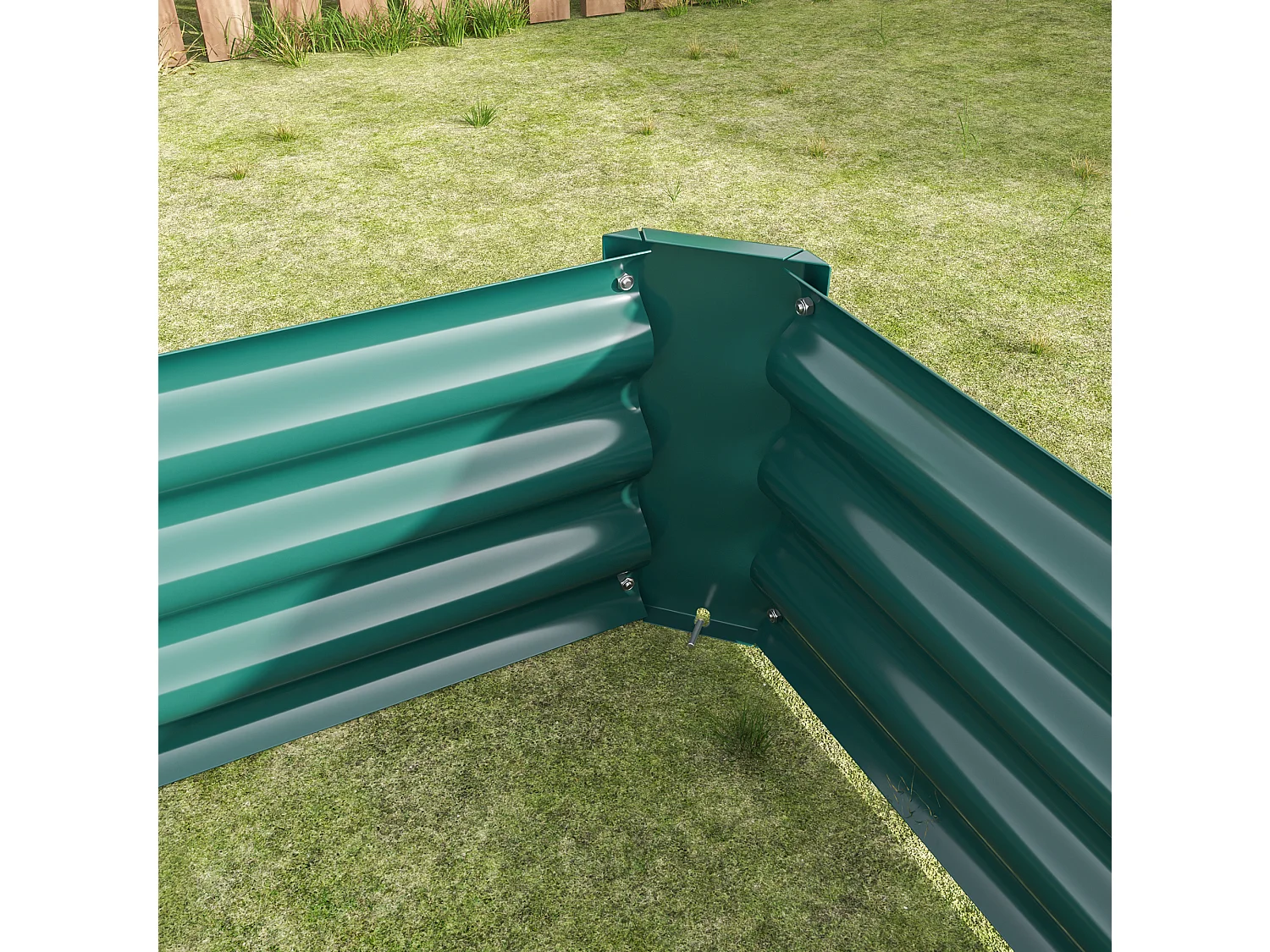 Jardinière en métal, acier galvanisé, sans fond, pour légumes et fleurs, vert (180x90x30 cm)