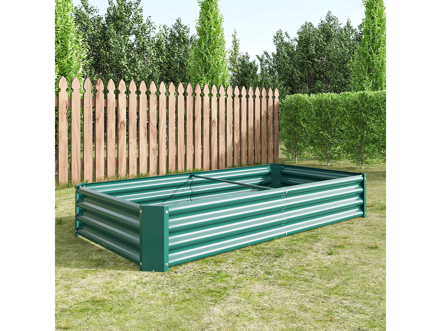 Jardinière en métal, acier galvanisé, sans fond, pour légumes et fleurs, vert (180x90x30 cm)