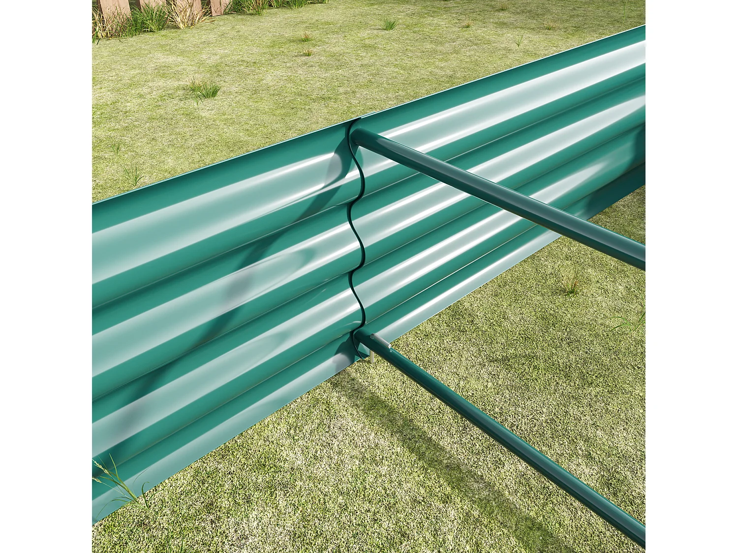 Jardinière en métal, acier galvanisé, sans fond, pour légumes et fleurs, vert (180x90x30 cm)