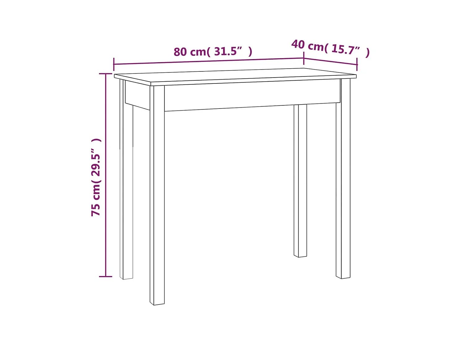 Table console 80x40x75 cm Bois massif de pin