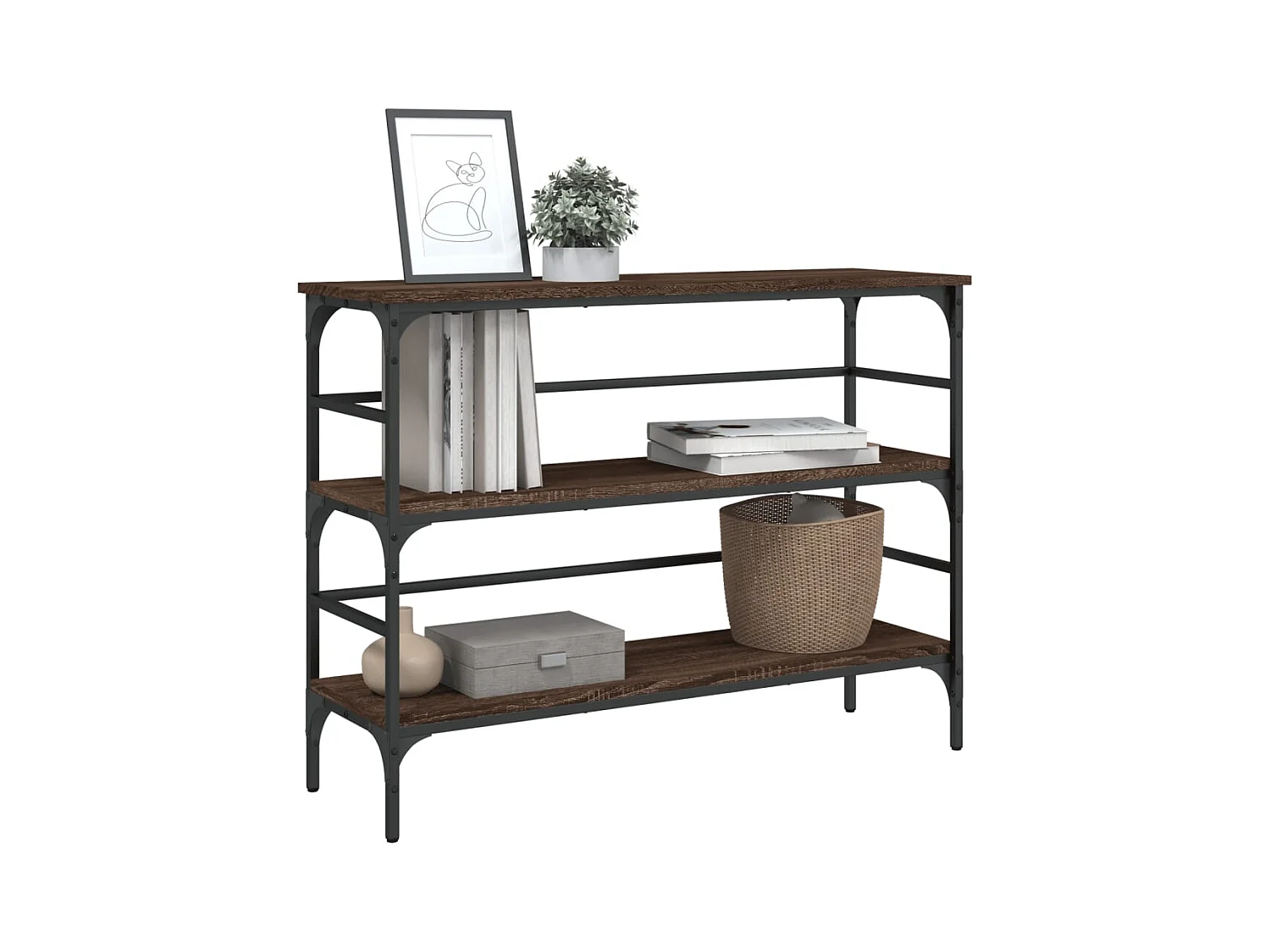 Table console chêne marron 100x32x75 cm bois d'ingénierie