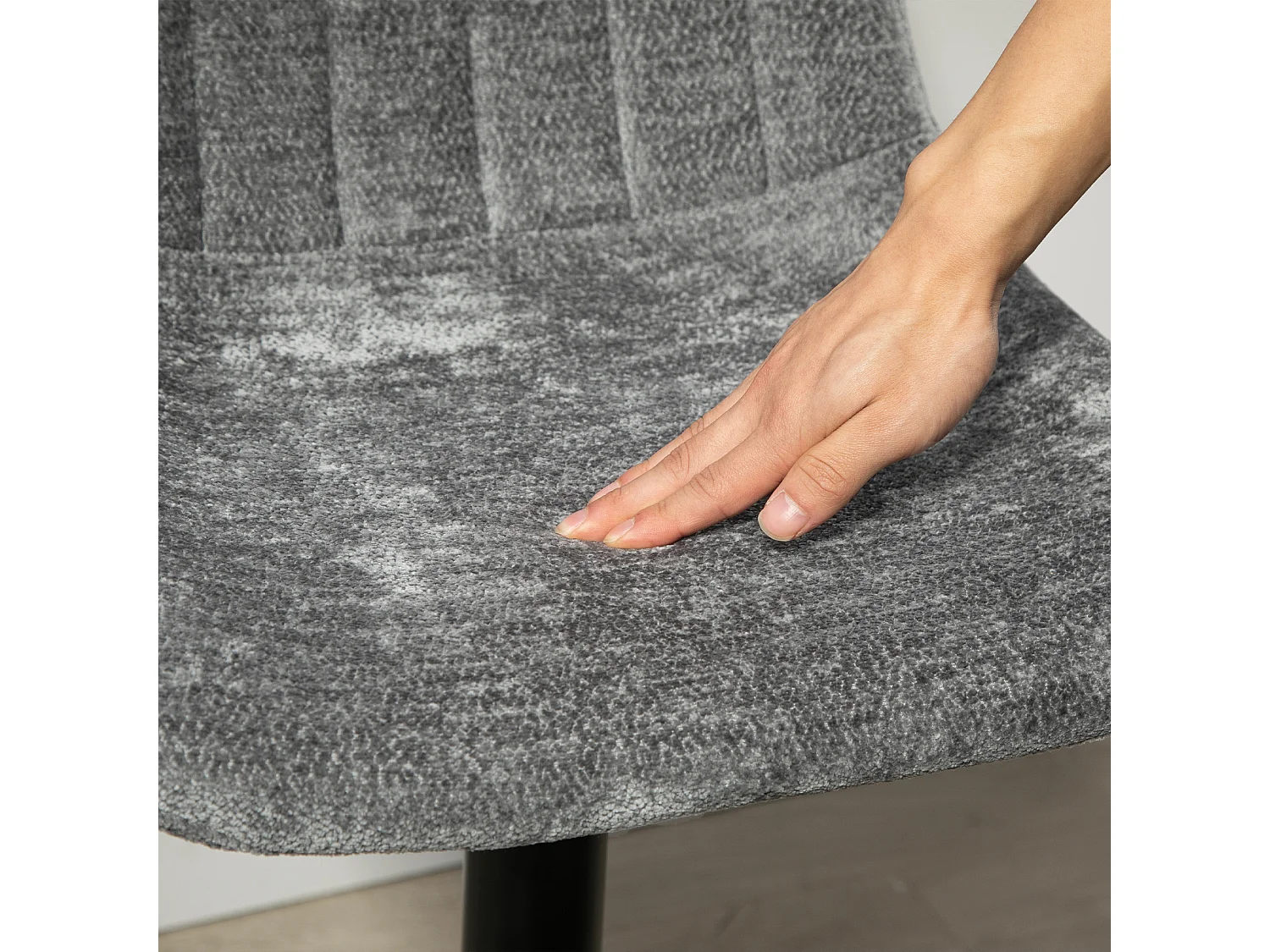 Barkruk met rugleuning, 2-delig, metalen frame, chenillestof, in hoogte verstelbaar, met voetenbankje, 360° draaibaar, (52,5x47x97 cm)