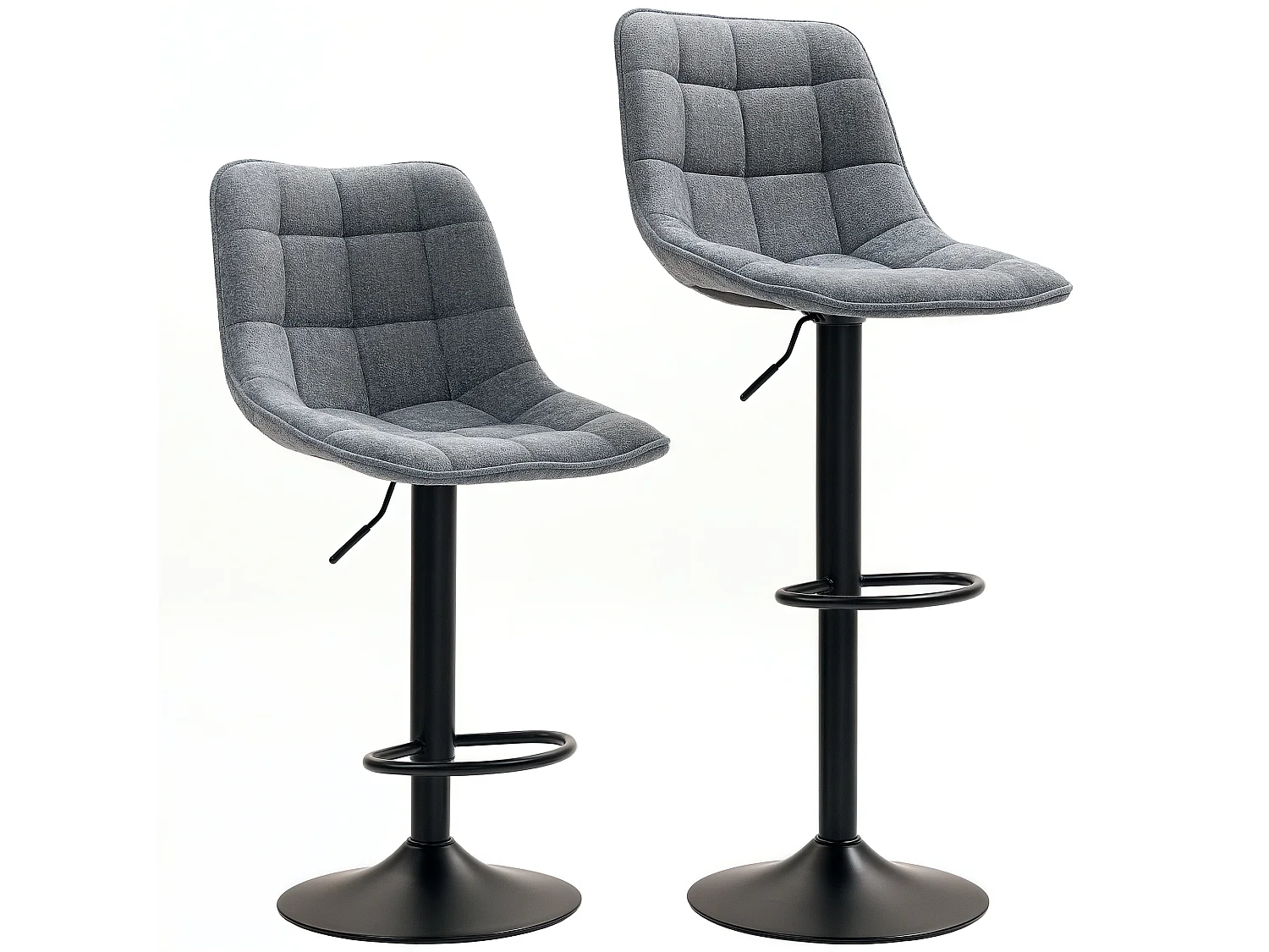 Barkruk met rugleuning, 2-delig, metalen frame, chenillestof, in hoogte verstelbaar, met voetenbankje, 360° draaibaar, (52,5x47x97 cm)