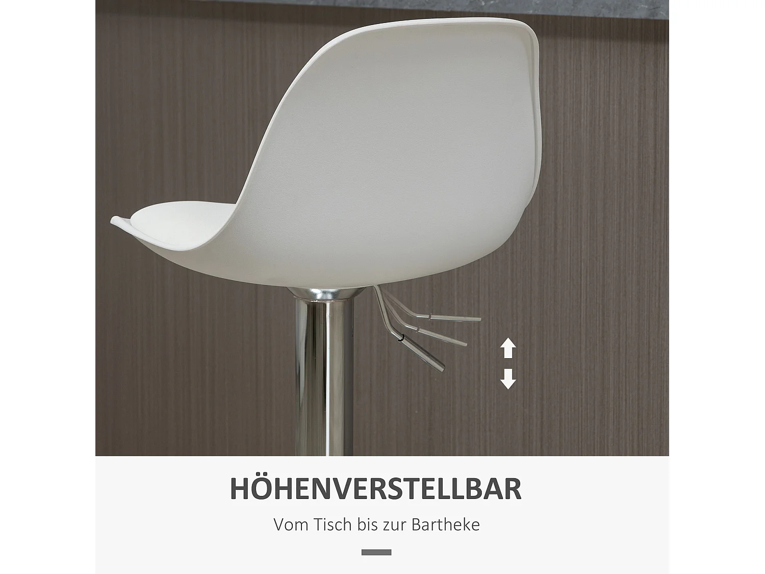 Lot de 2 tabourets de bar pivotants, réglables en hauteur, similicuir blanc et métal, capacité 120kg (40x42x82-104cm)