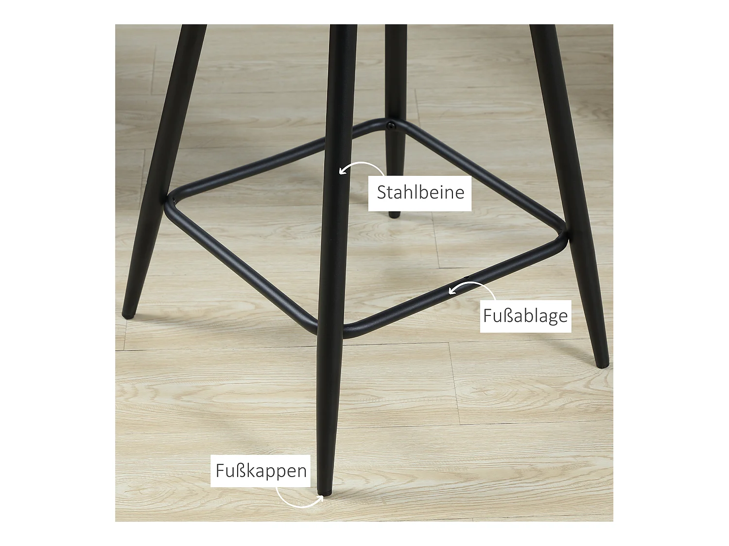 Conjunto de 2 taburetes de bar con reposapiés, tapizado de terciopelo y estructura de acero, gris (50x53x94 cm)