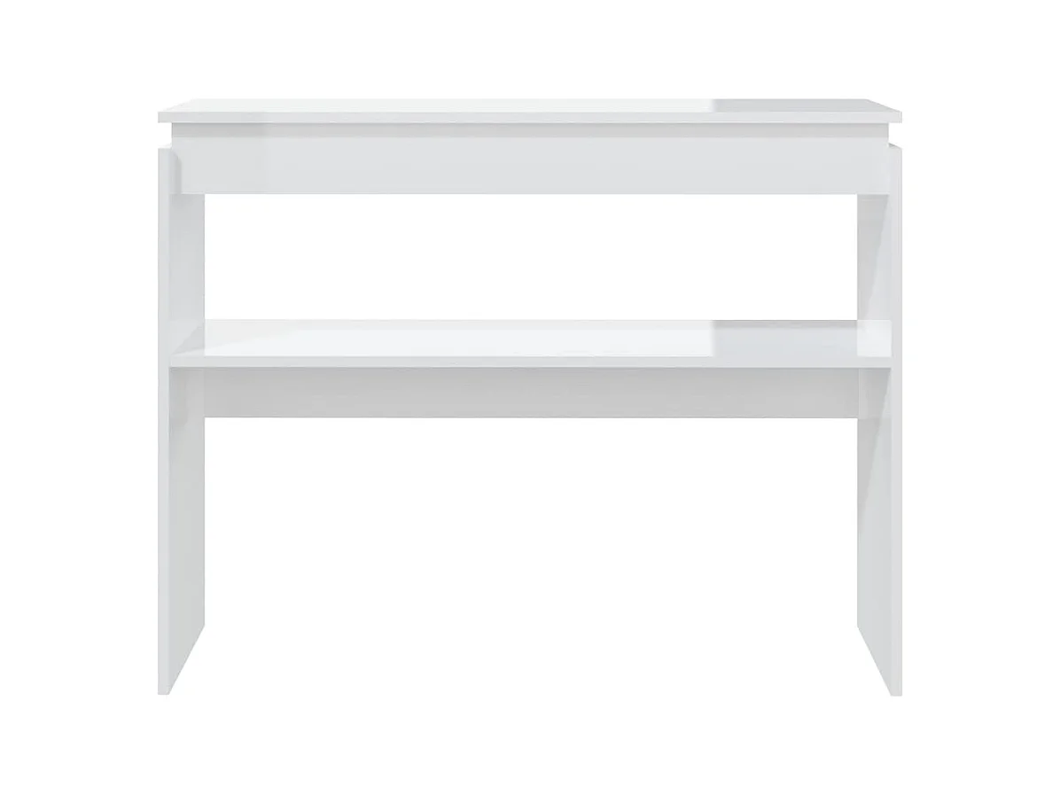 Table console blanc brillant 102x30x80 cm bois d'ingénierie